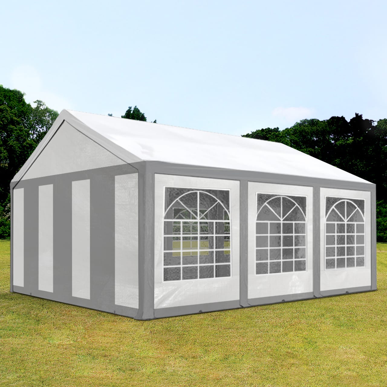 3x6m Tente de réception gris-blanc PE 450 Barnum, Chapiteau