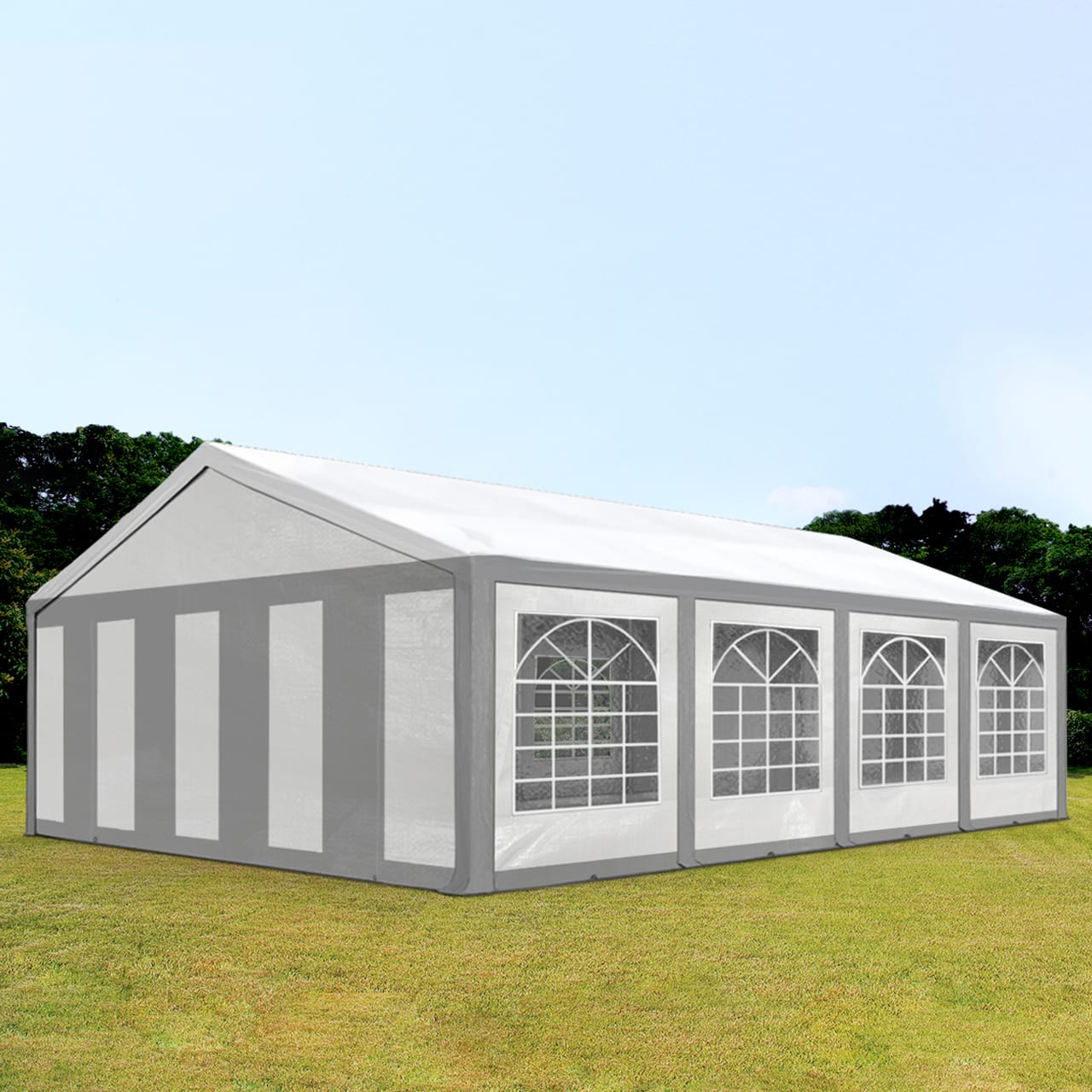 5x8m Tendone per feste grigio-bianco PE 450 Gazebo per Feste, Tenda per Feste