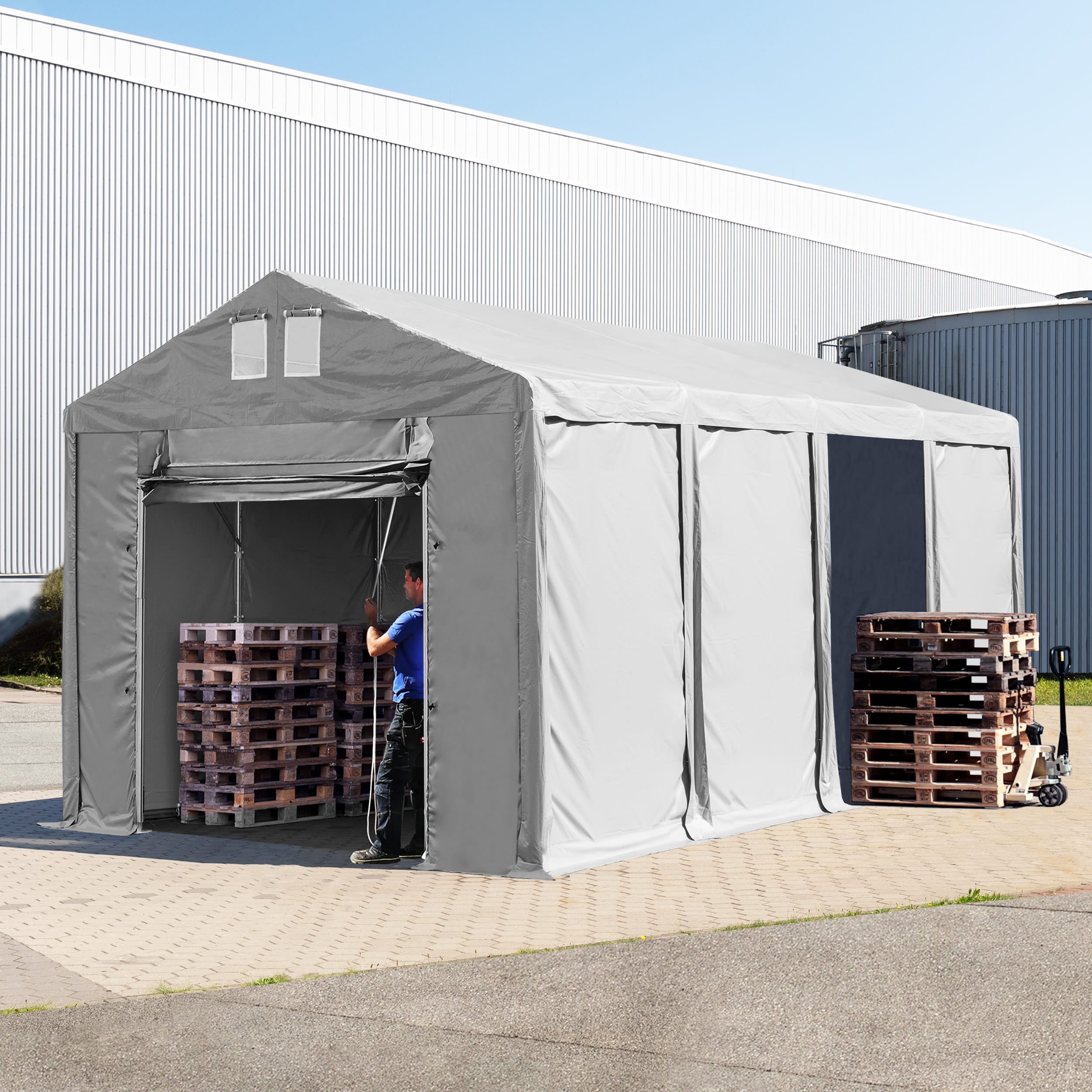 4x8m Namiot Magazynowy szary PVC 850 Namiot Przemysłowy