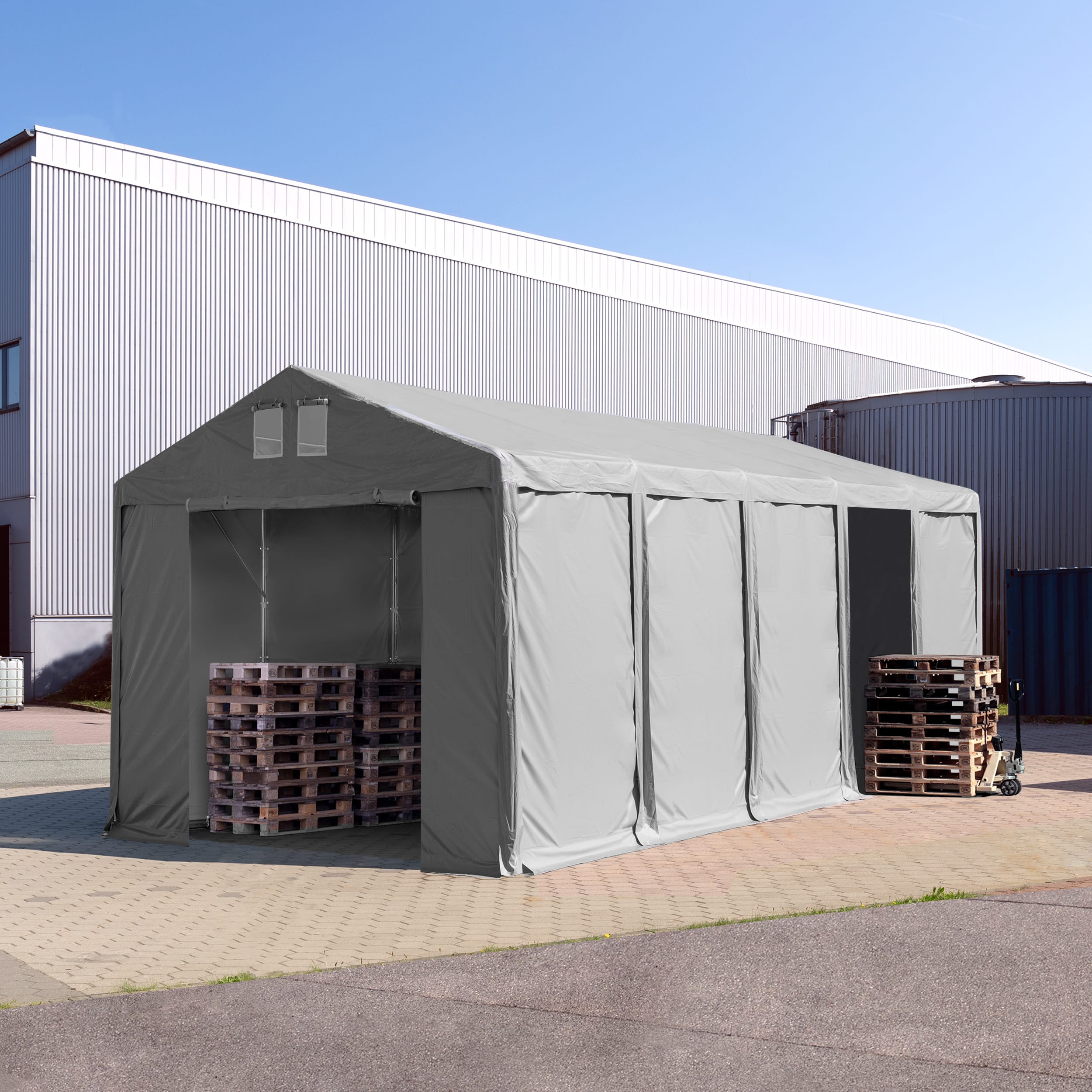 4x10m Storage Tent grey PVC 850 temporary buildings