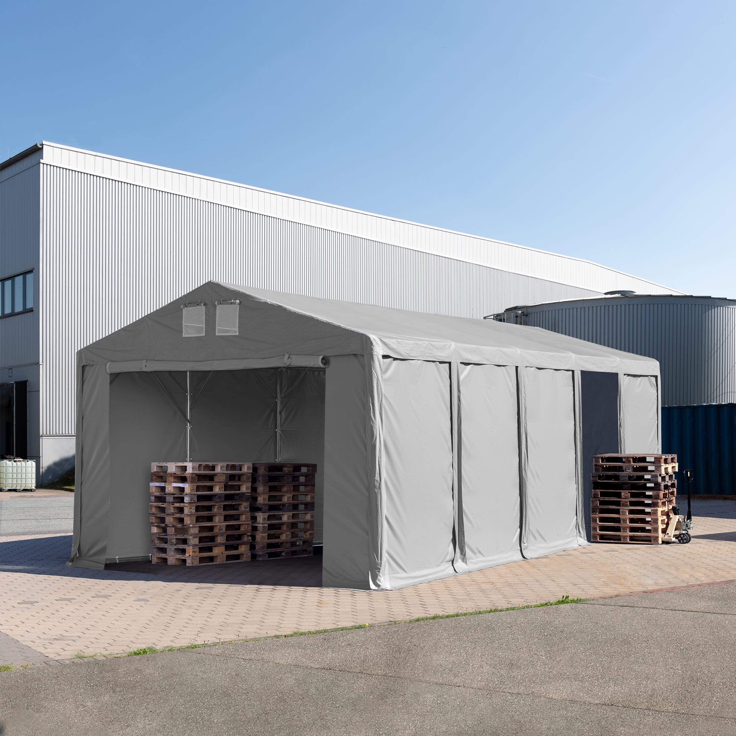 5x10m Storage Tent grey PVC 850 temporary buildings