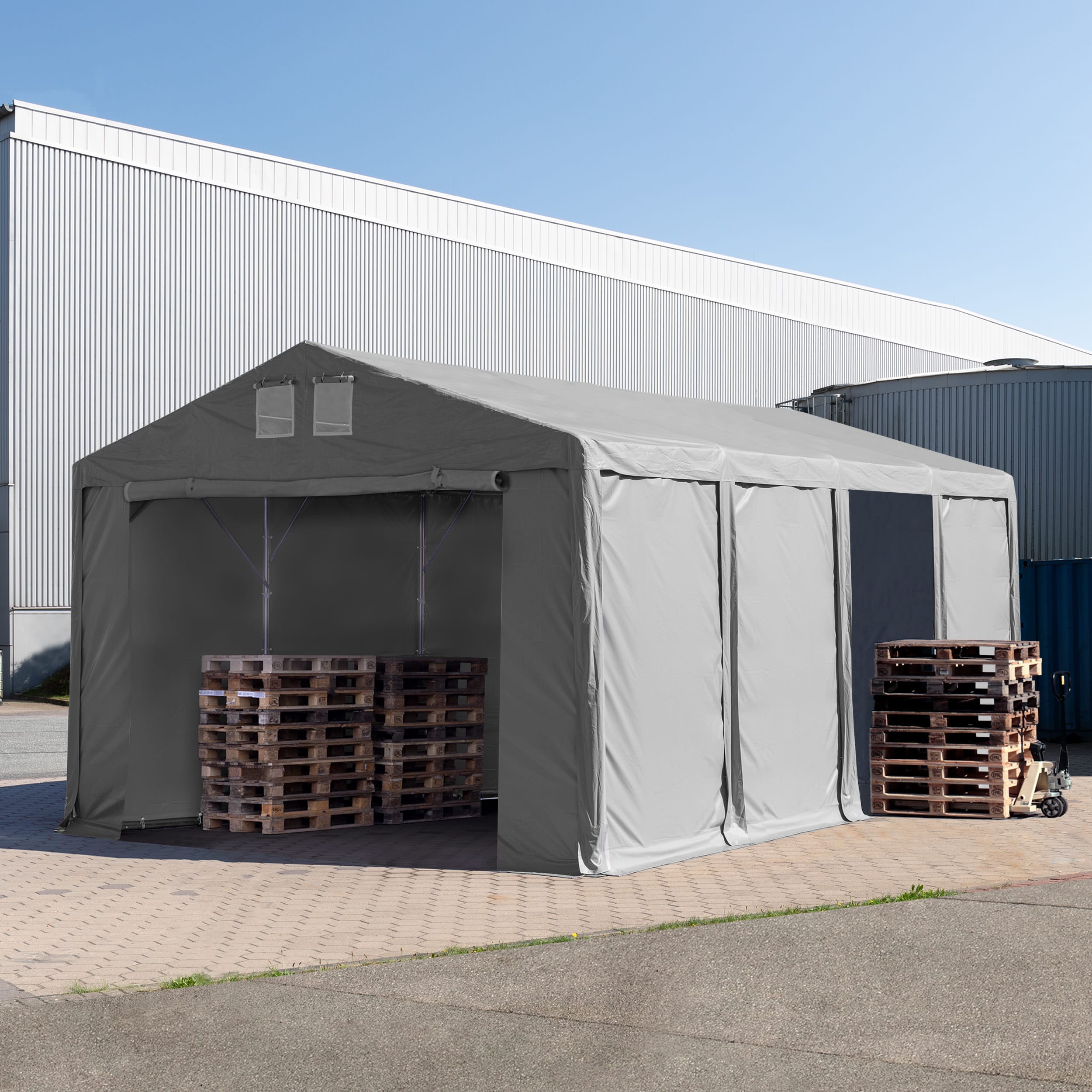 6x8m Namiot Magazynowy szary PVC 850 Namiot Przemysłowy
