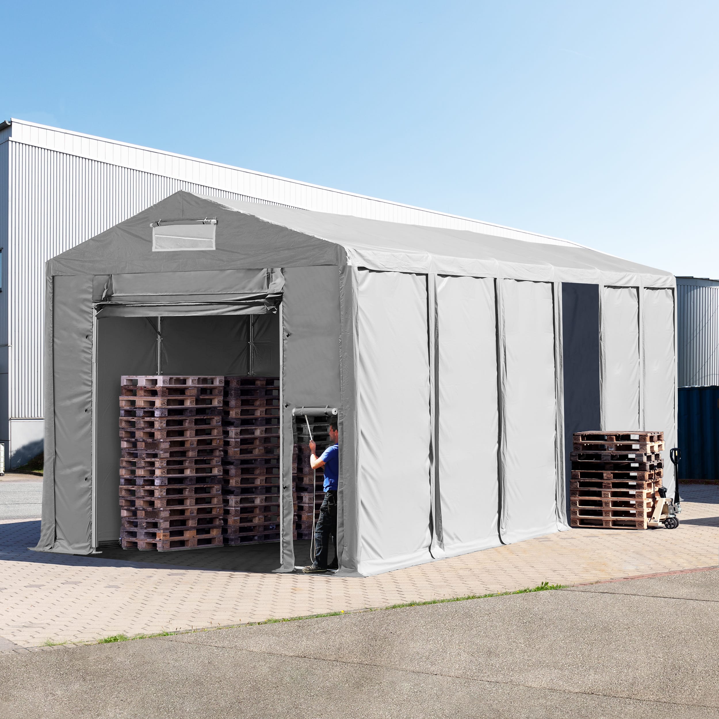 6x12m Namiot Magazynowy szary PVC 850 Namiot Przemysłowy