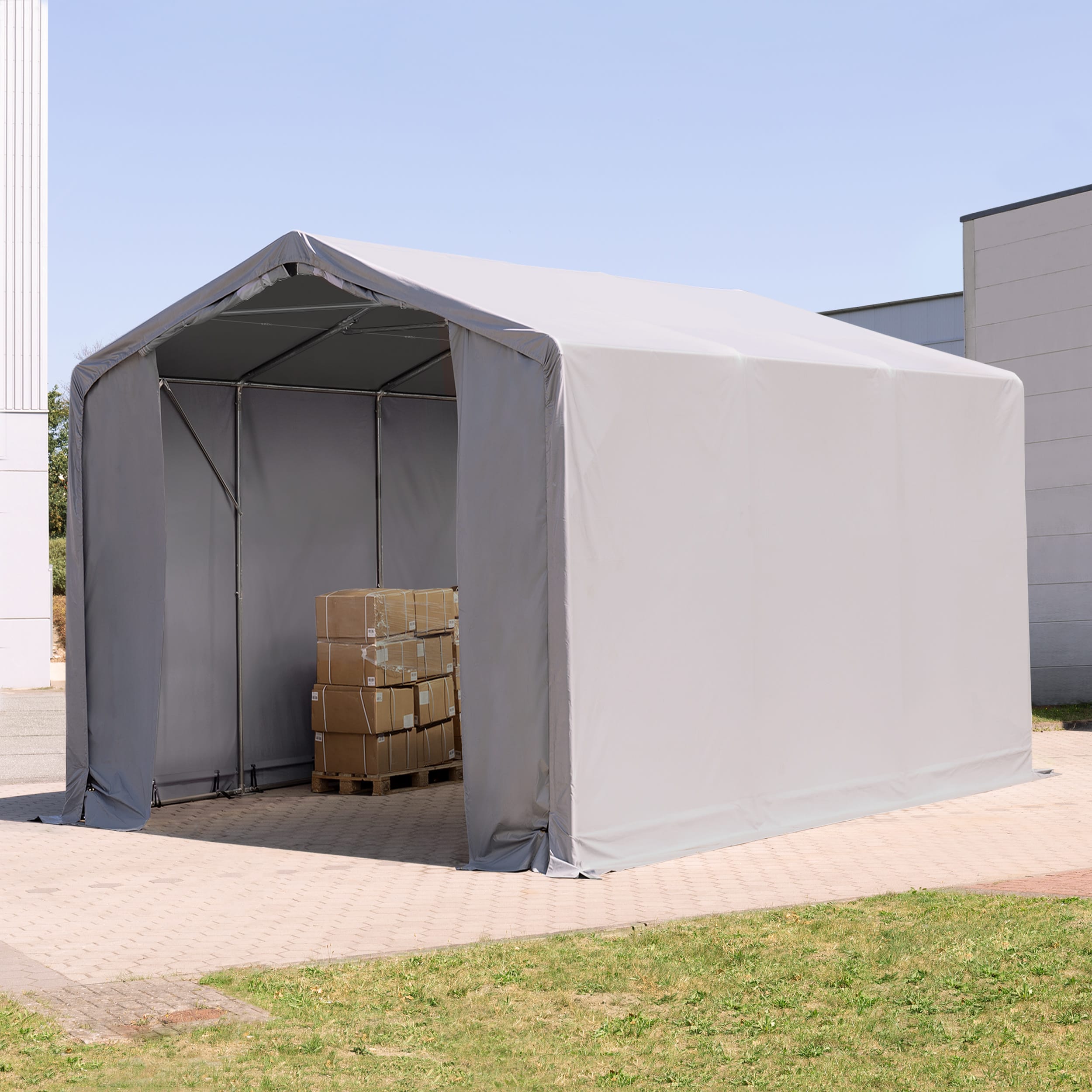 4x6m Hangar PVC gris PVC 850 Hall de stockage