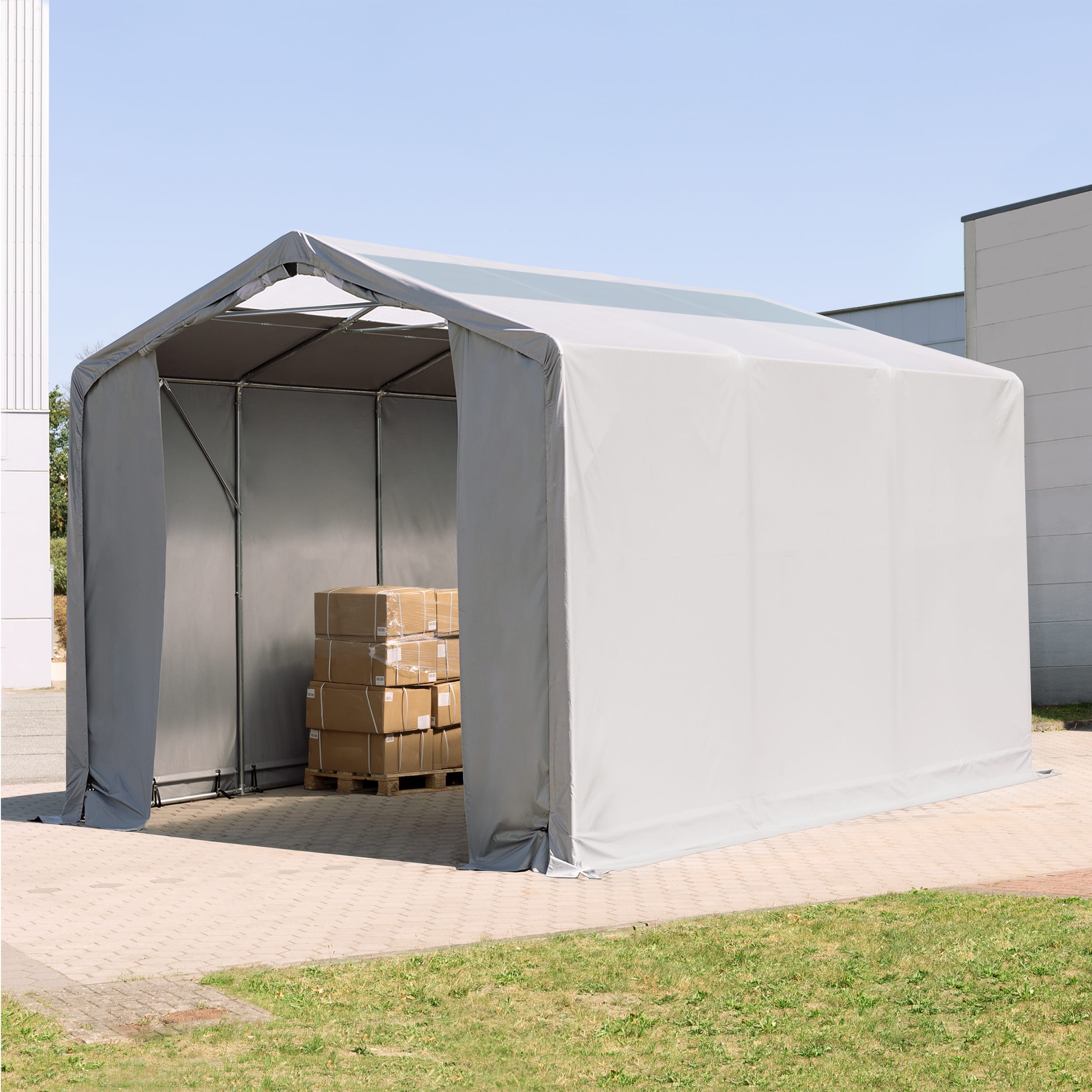 4x6m Hangar PVC gris PVC 850 Hall de stockage