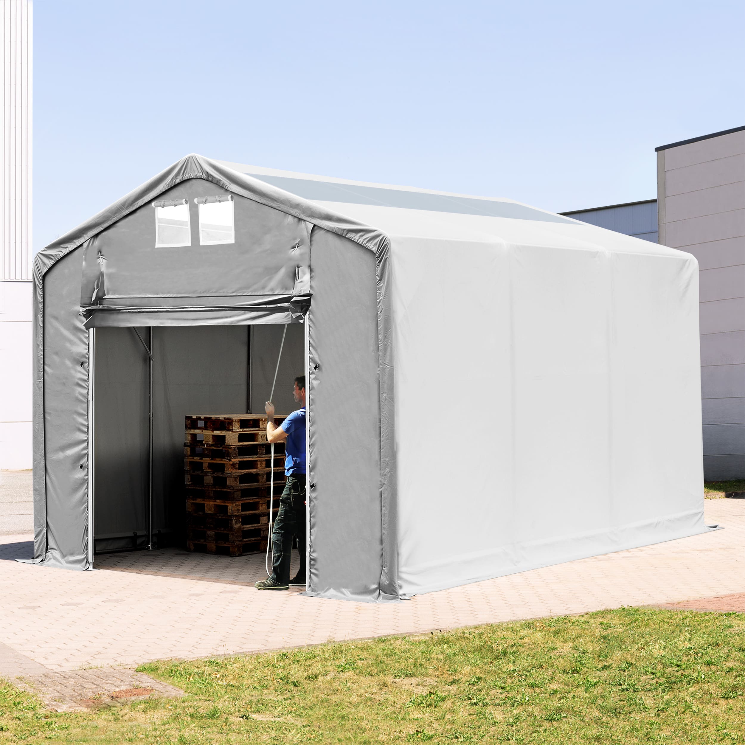4x6m Industrial Tent grey PVC 850 Outlander storage shelter