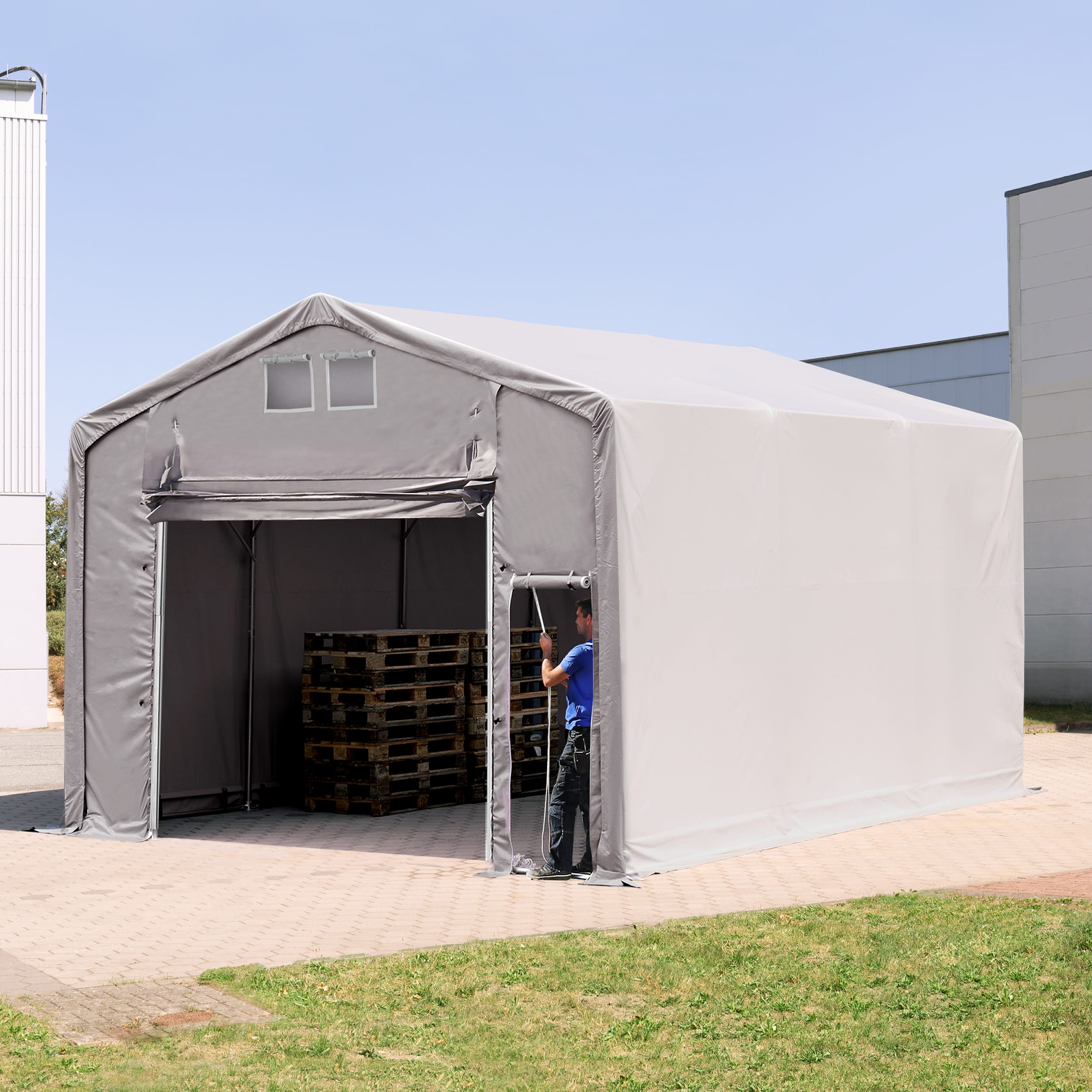 6x6m Hangar PVC gris PVC 850 Hall de stockage