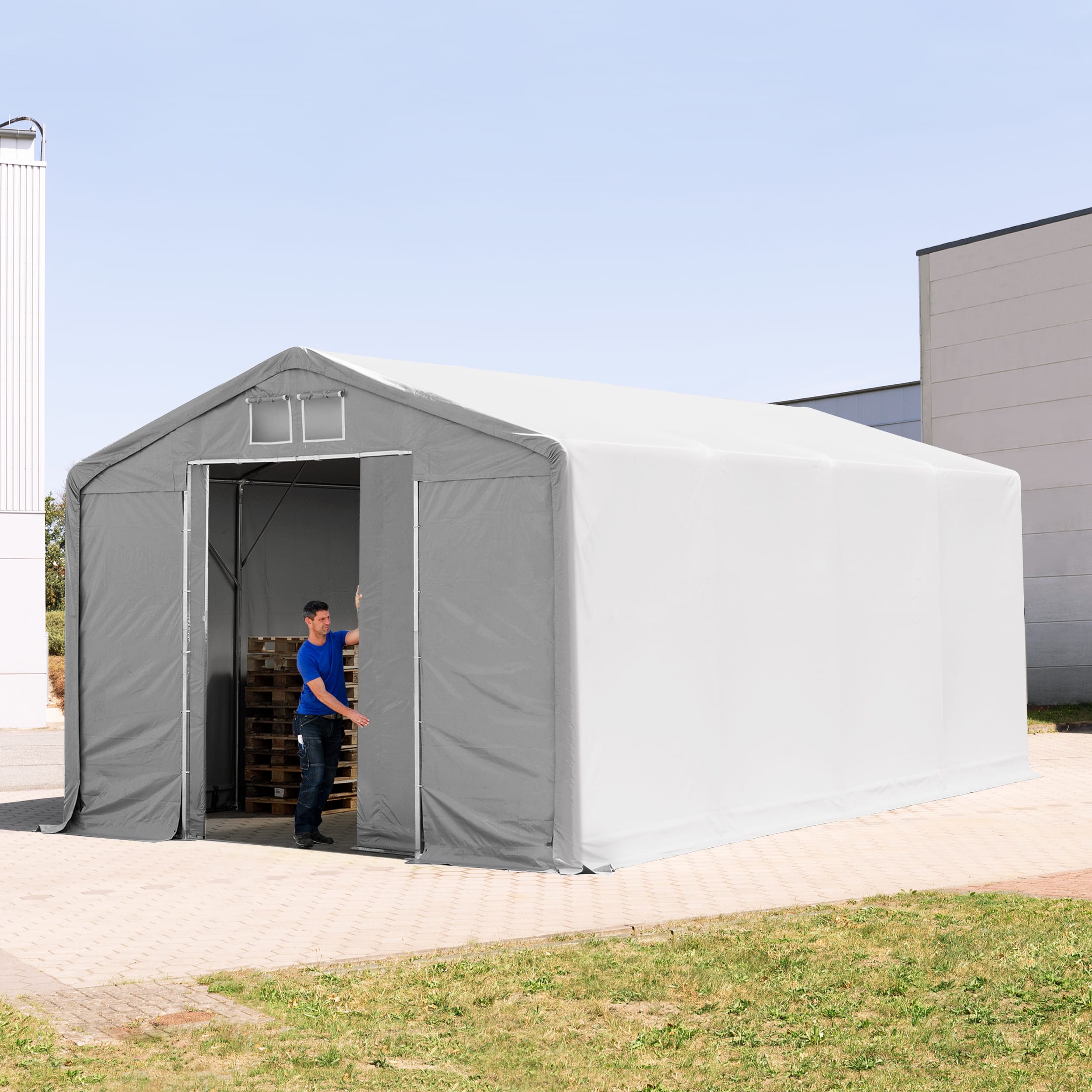 6x8m Industrial Tent grey PVC 850 Outlander storage shelter