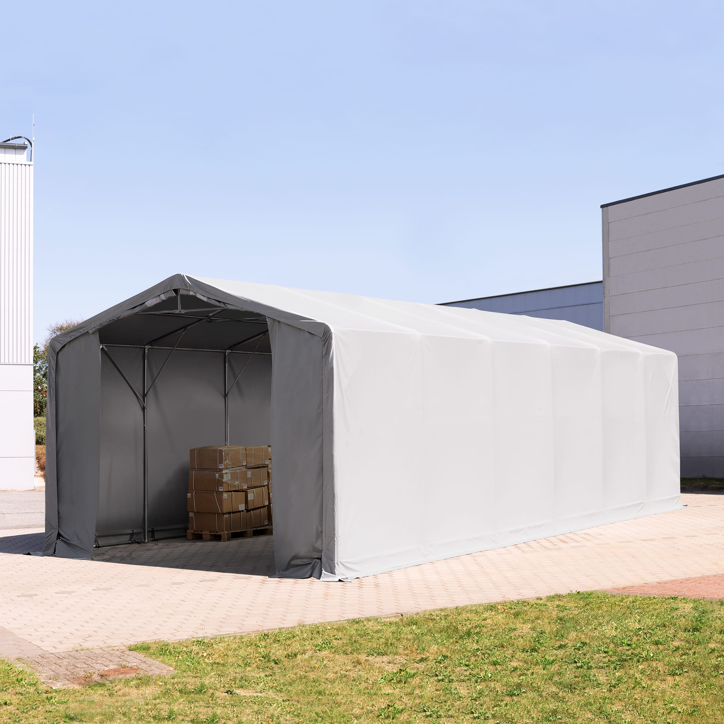 6x12m Industrial Tent grey PVC 850 Outlander storage shelter