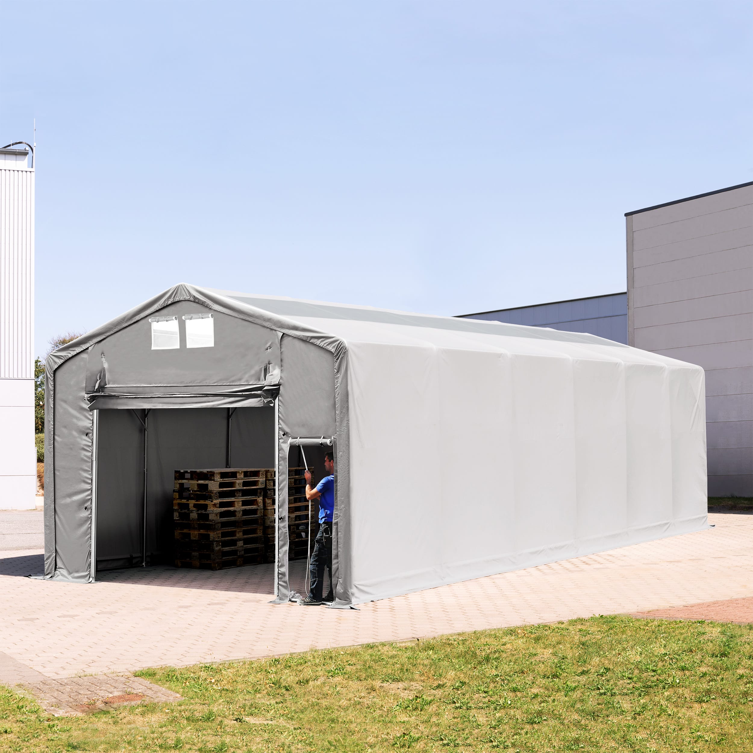 6x12m Hangar PVC gris PVC 850 Hall de stockage