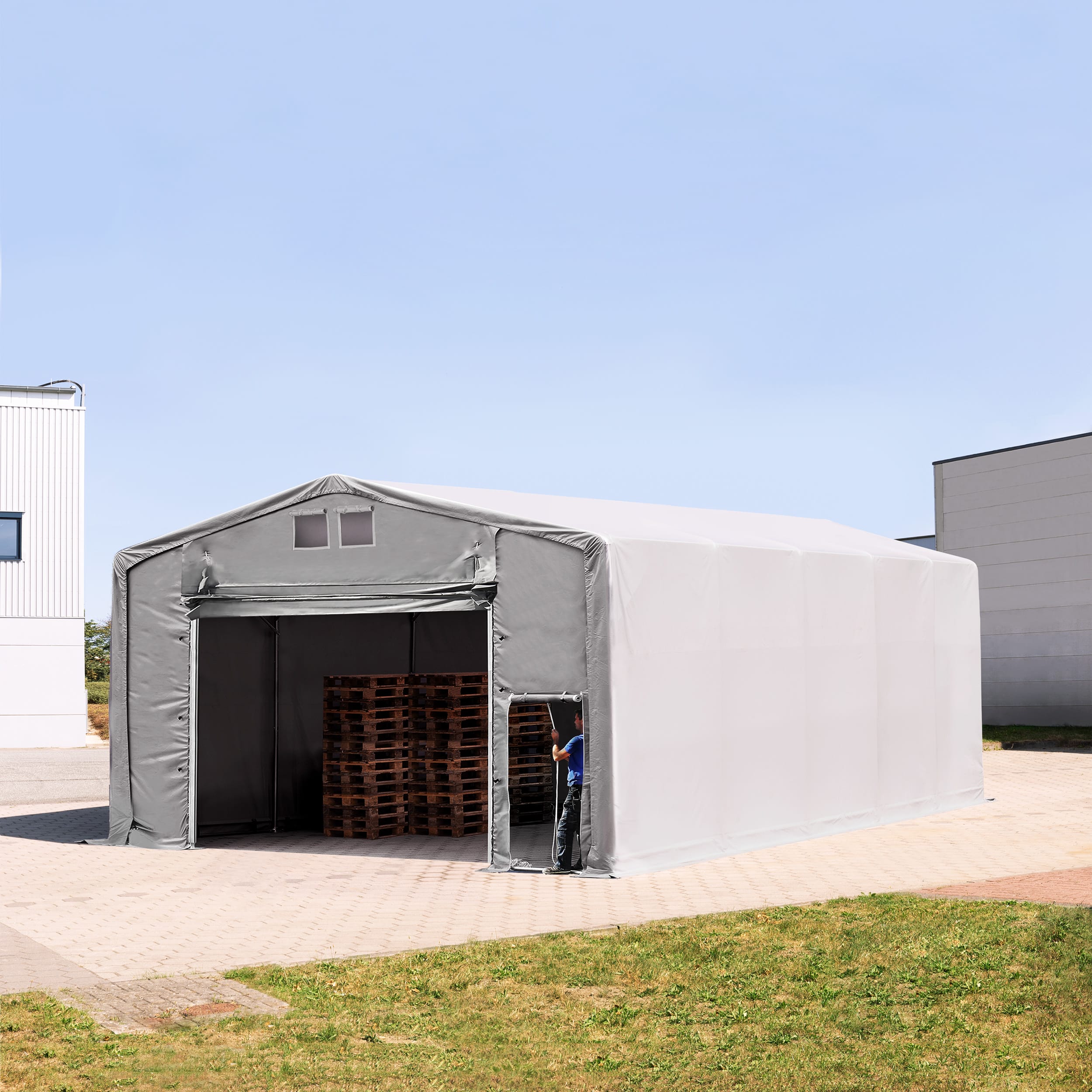 8x10m Hangar PVC gris PVC 850 Hall de stockage