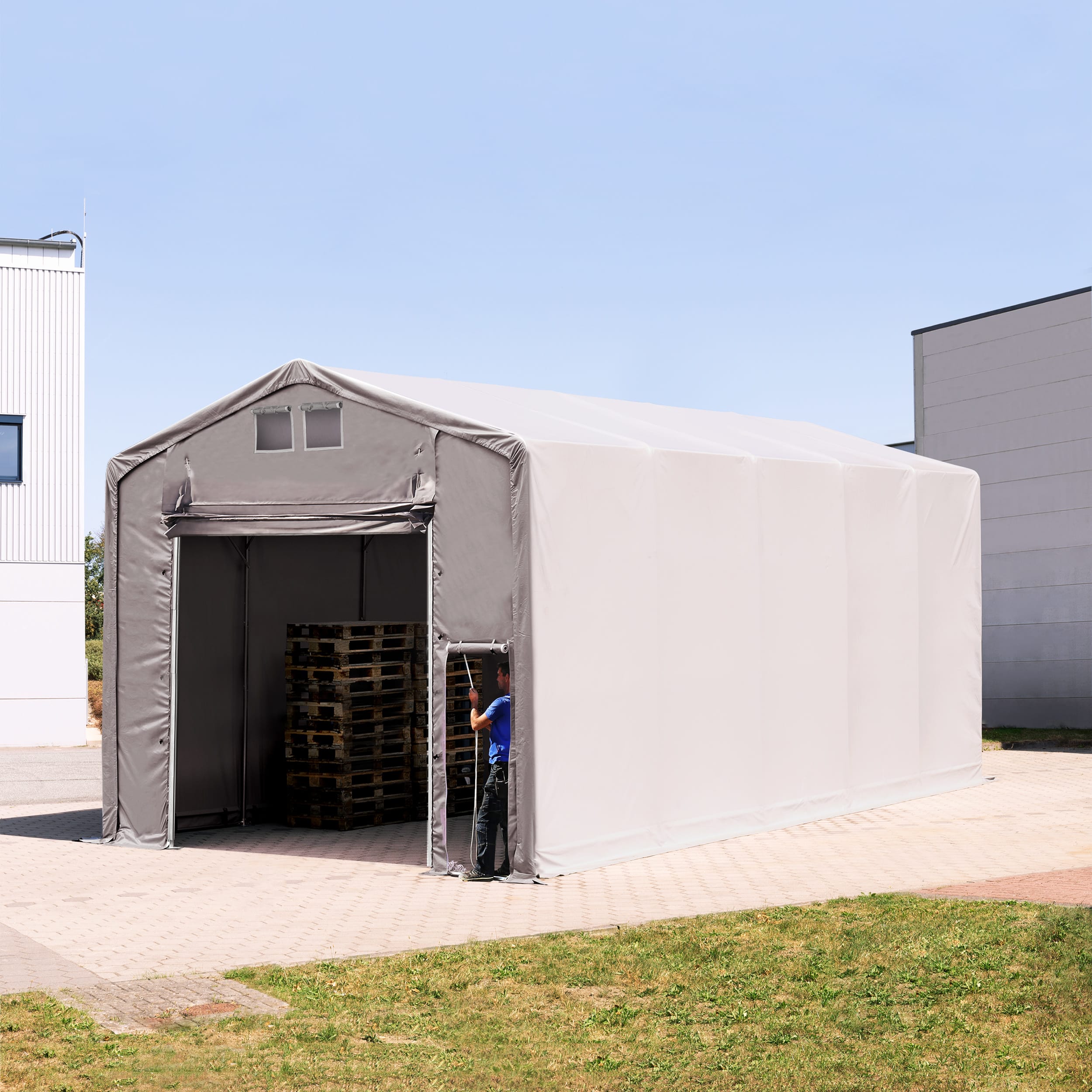 5x10m Industrial Tent grey PVC 2300 Outlander storage shelter