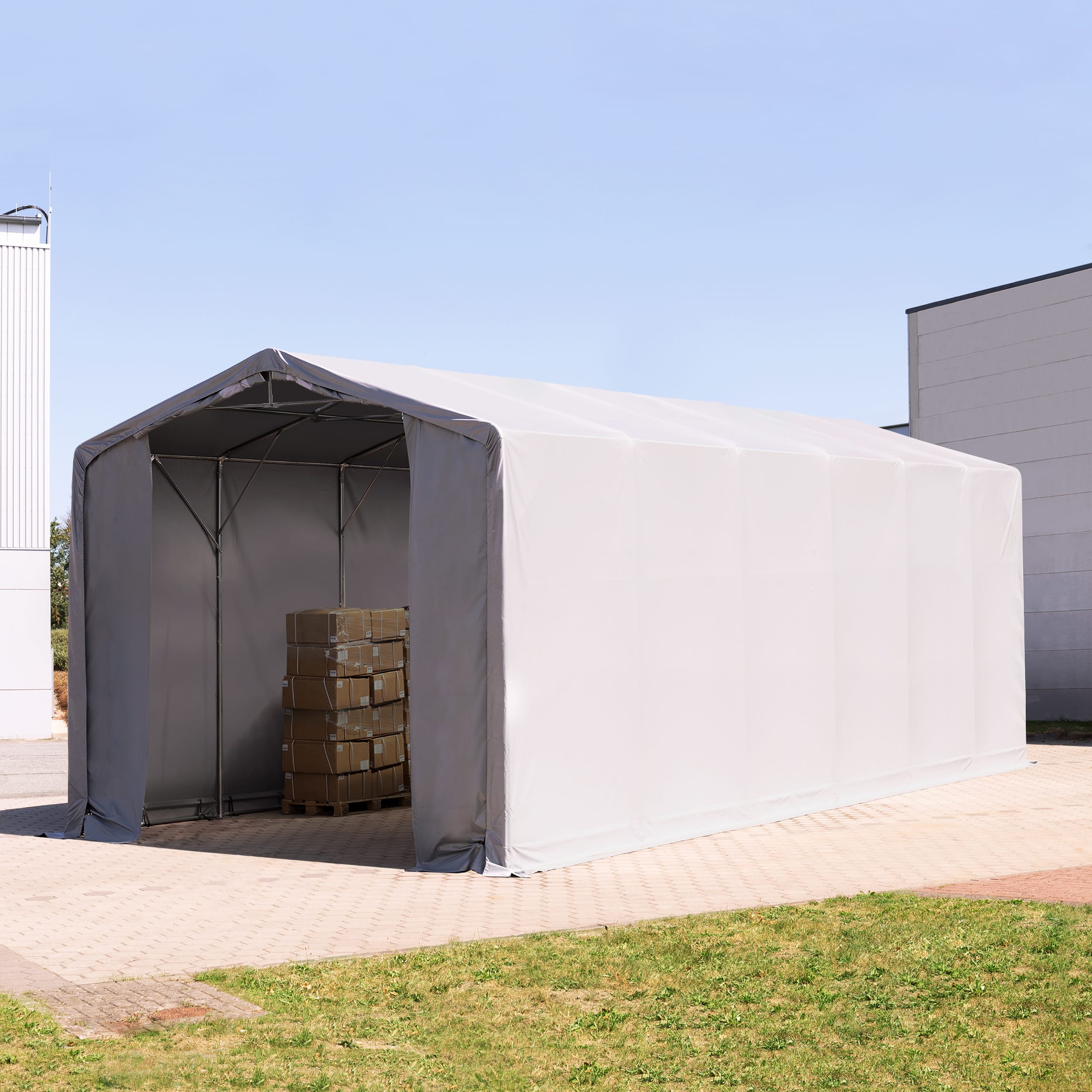 6x12m Hangar PVC gris PVC 2300 Hall de stockage