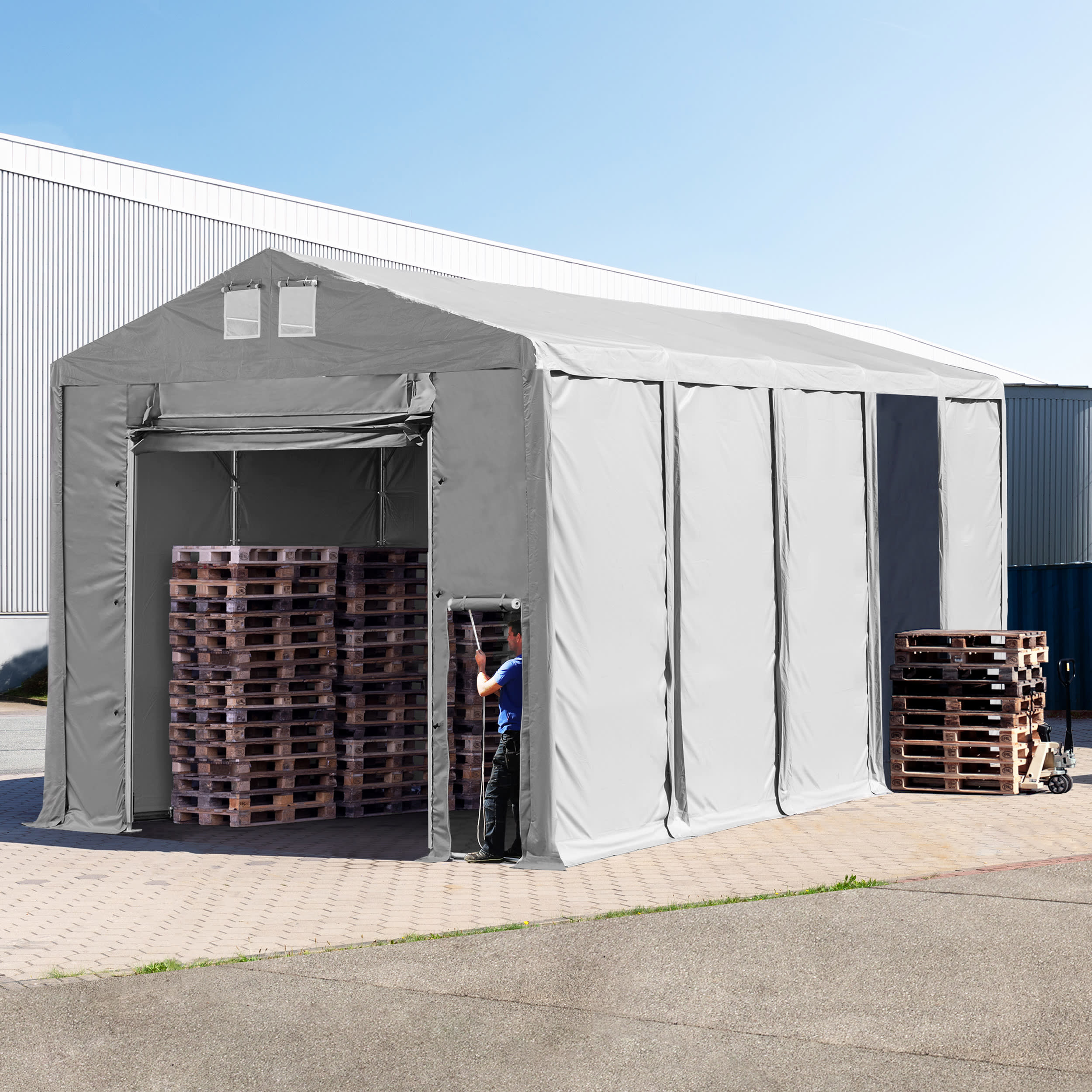 5x10m Tende Capannone grigio PVC 850 Tendone Deposito, Tenda Capannone, Tenda Deposito