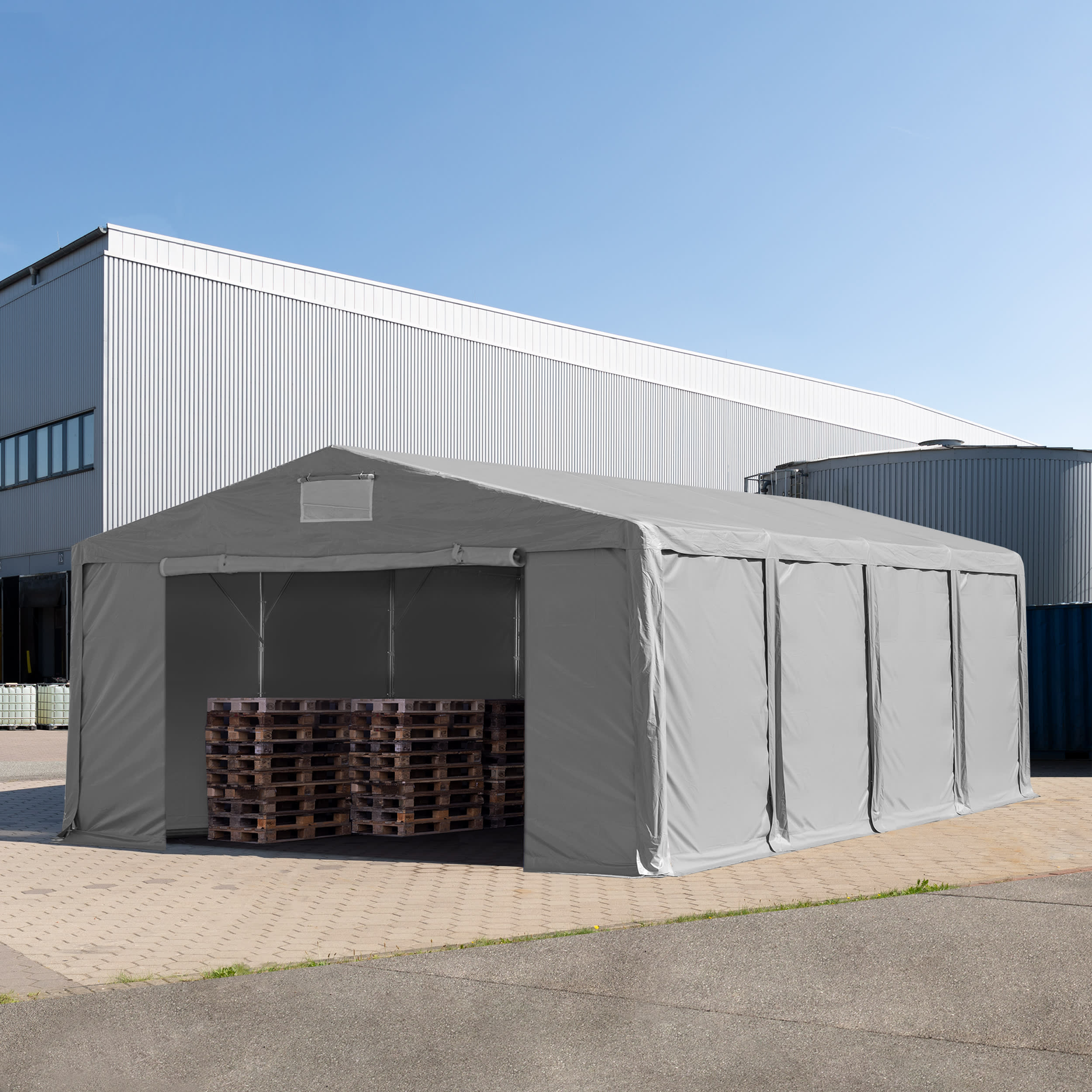 8x8m Tente de stockage gris PVC 850