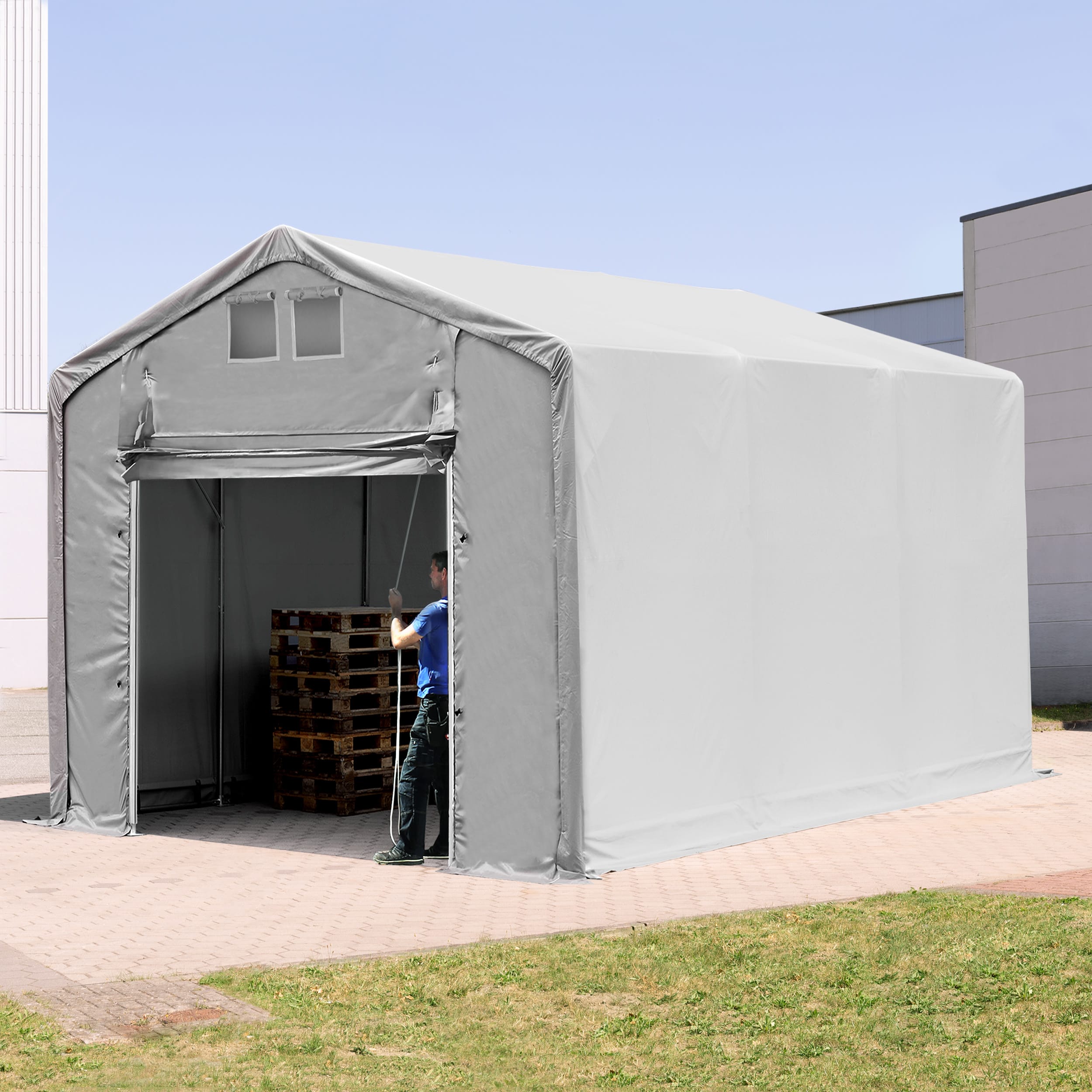 4x6m Hangar PVC gris PVC 850 Hall de stockage