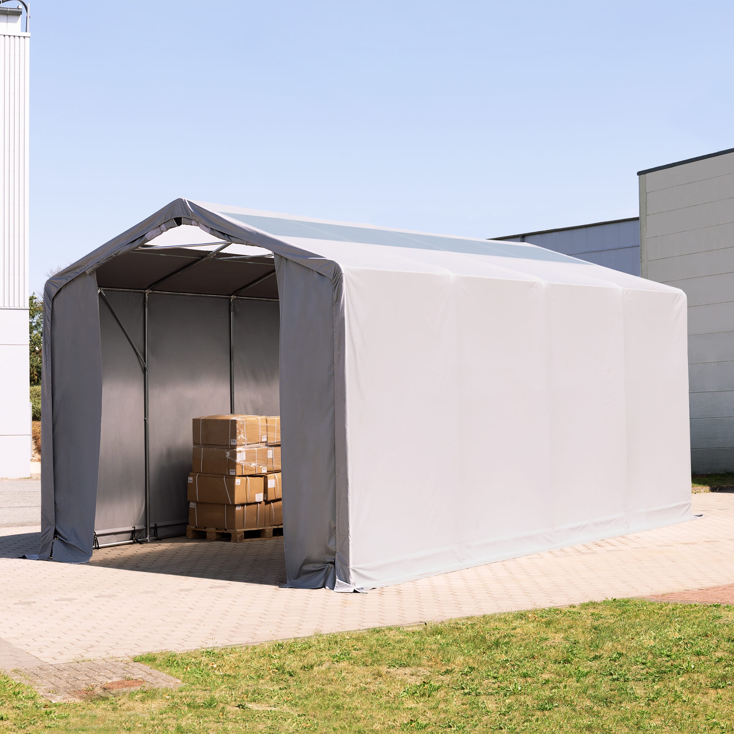 4x8m Hangar PVC gris PVC 850 Hall de stockage