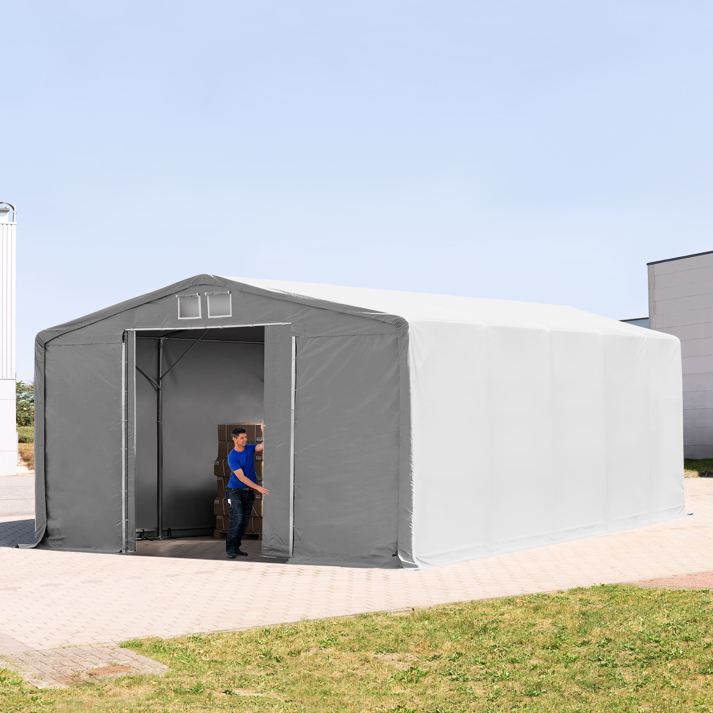 8x10m Hangar PVC gris PVC 850 Hall de stockage