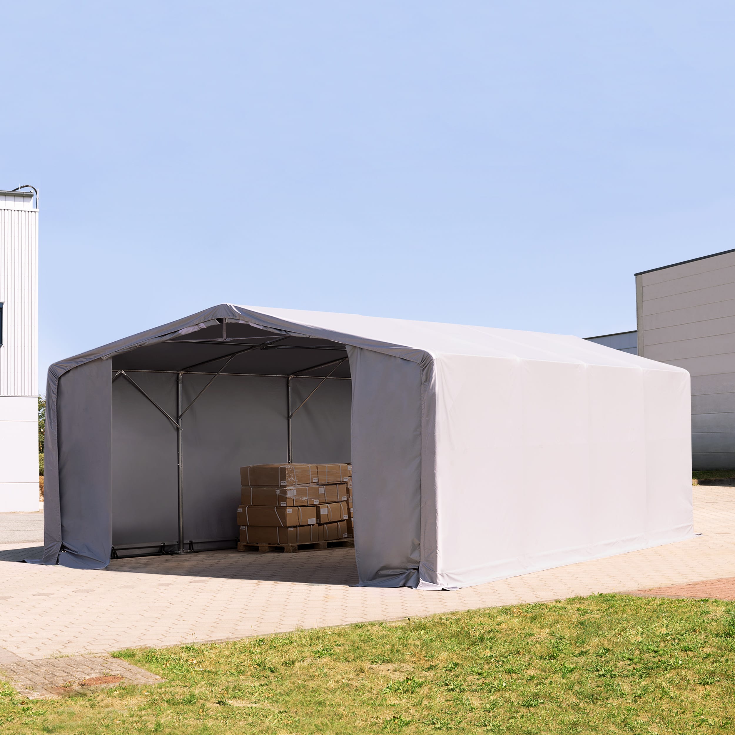 8x8m Hangar PVC gris PVC 2300 Hall de stockage