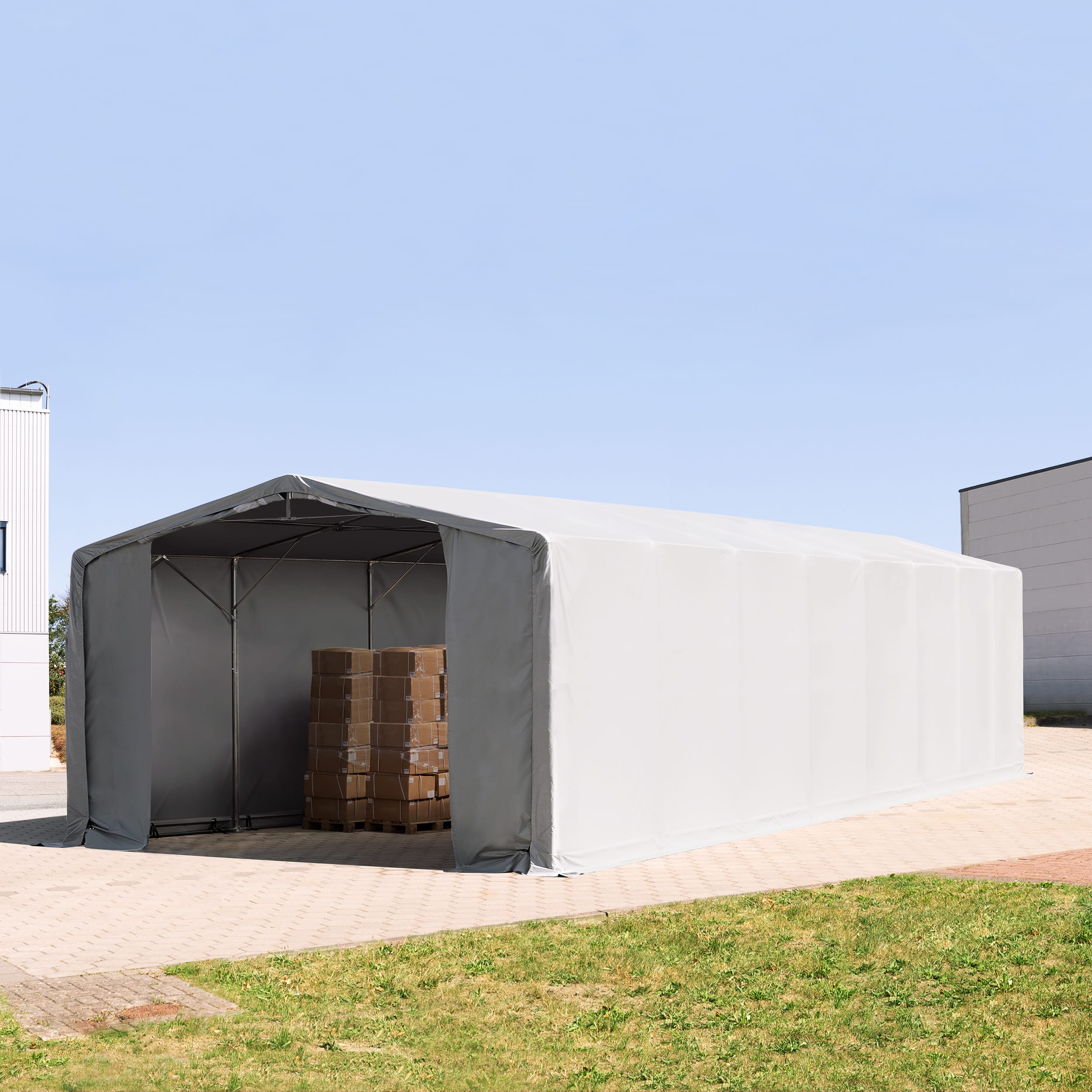 8x16m Hangar PVC gris PVC 2300 Hall de stockage