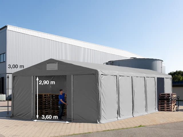 8x16m Lagertelt grå PVC 850 Aarbejdstelt