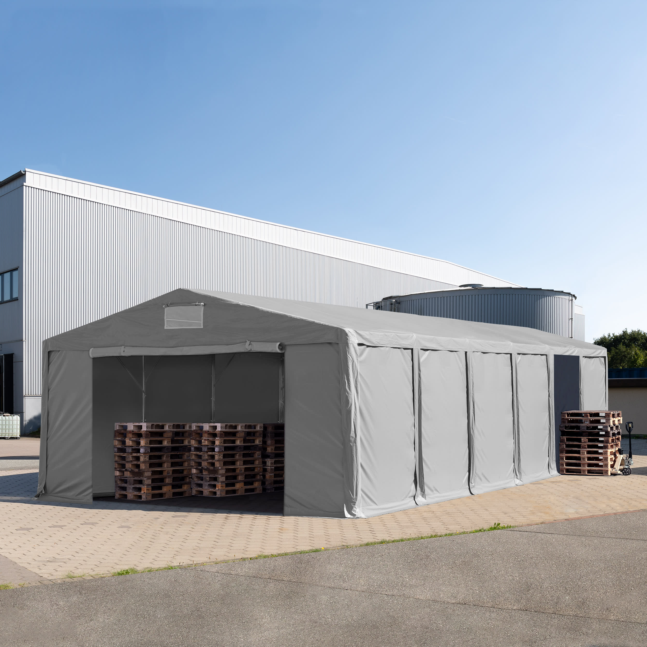 8x16m Storage Tent grey PVC 850 temporary buildings