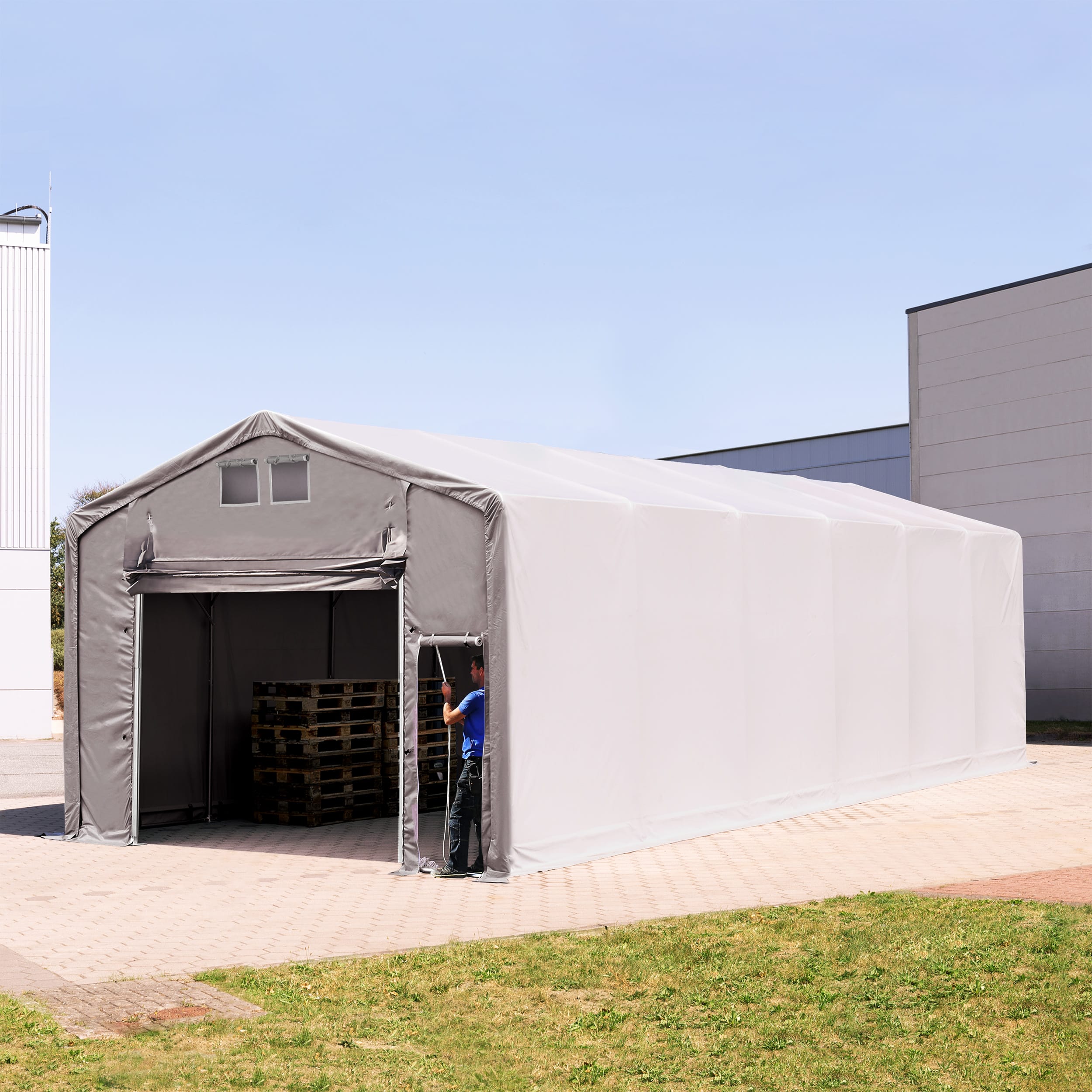 6x16m Industrial Tent grey PVC 850 Outlander storage shelter