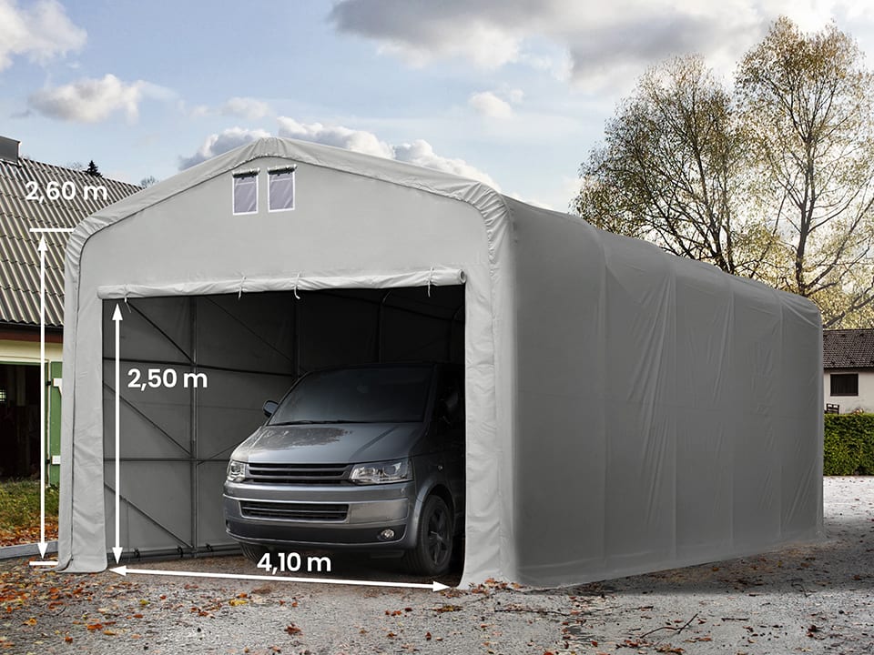 5x10m Tente garage gris PVC 850 Abri garage