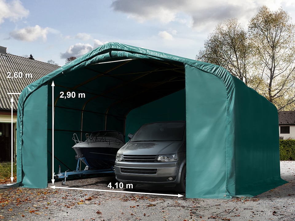 6x6m Tente garage vert foncé PVC 850 Abri garage