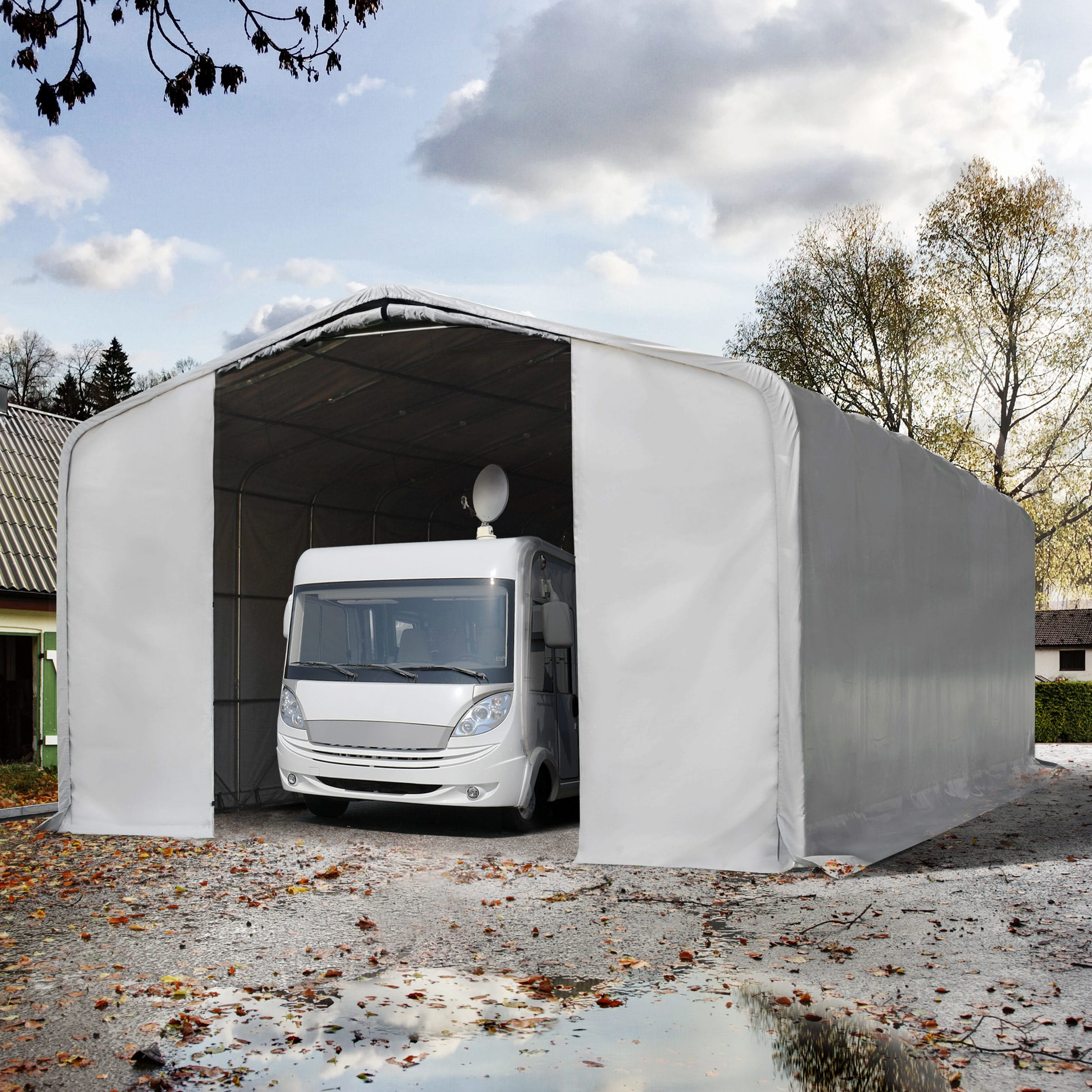 8x12m Tende Garage grigio PVC 850 Box Auto