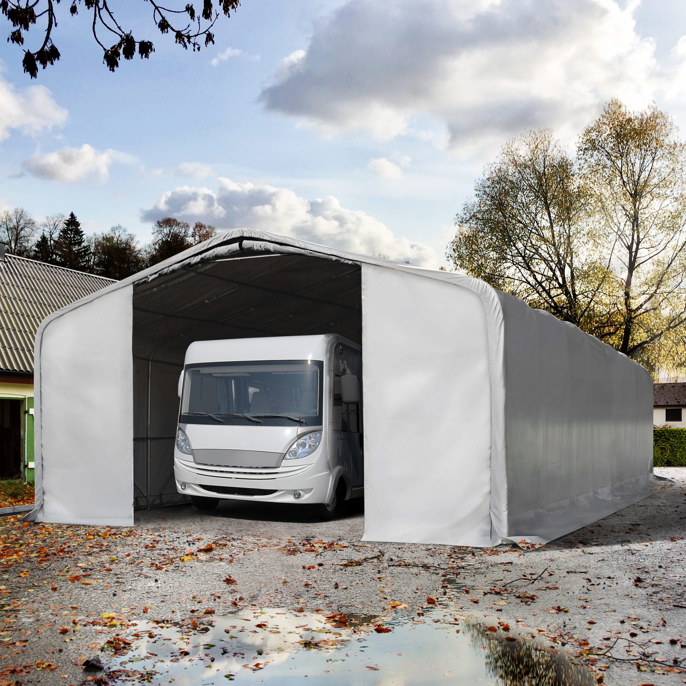 8x36m Tende Garage grigio PVC 850 Box Auto