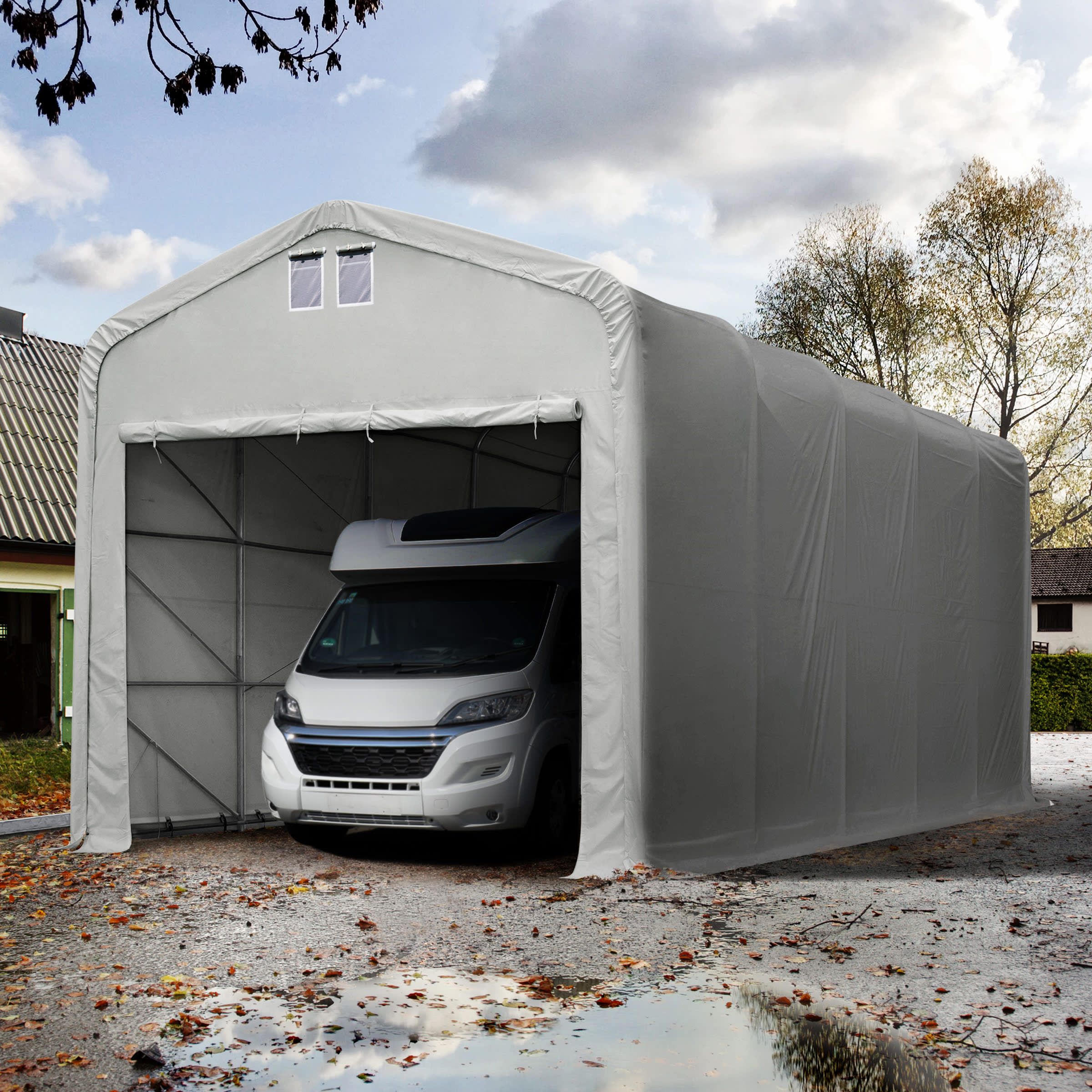 5x20m Tente garage gris PVC 2300 Abri garage