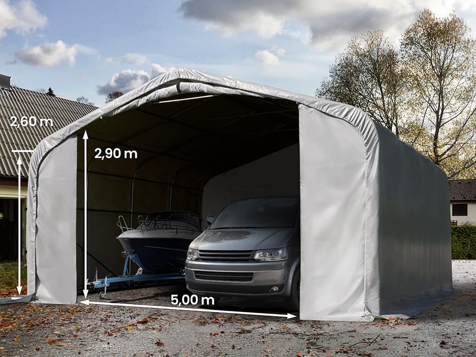 6x6m Zeltgarage grau PVC 850 Garagenzelt, Planengarage