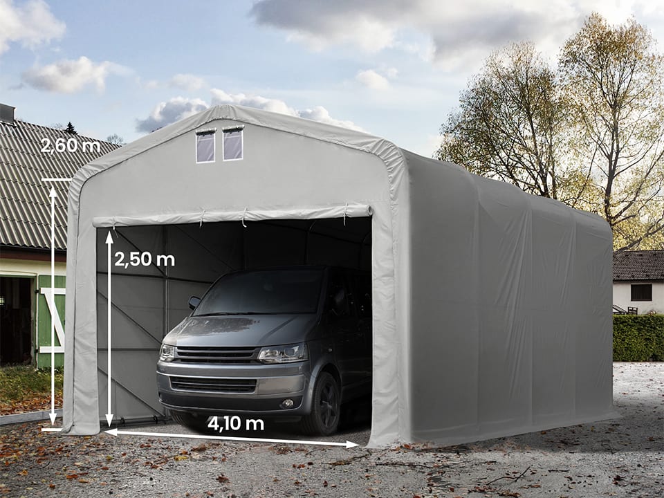 5x8m Tente garage gris PVC 850 Abri garage