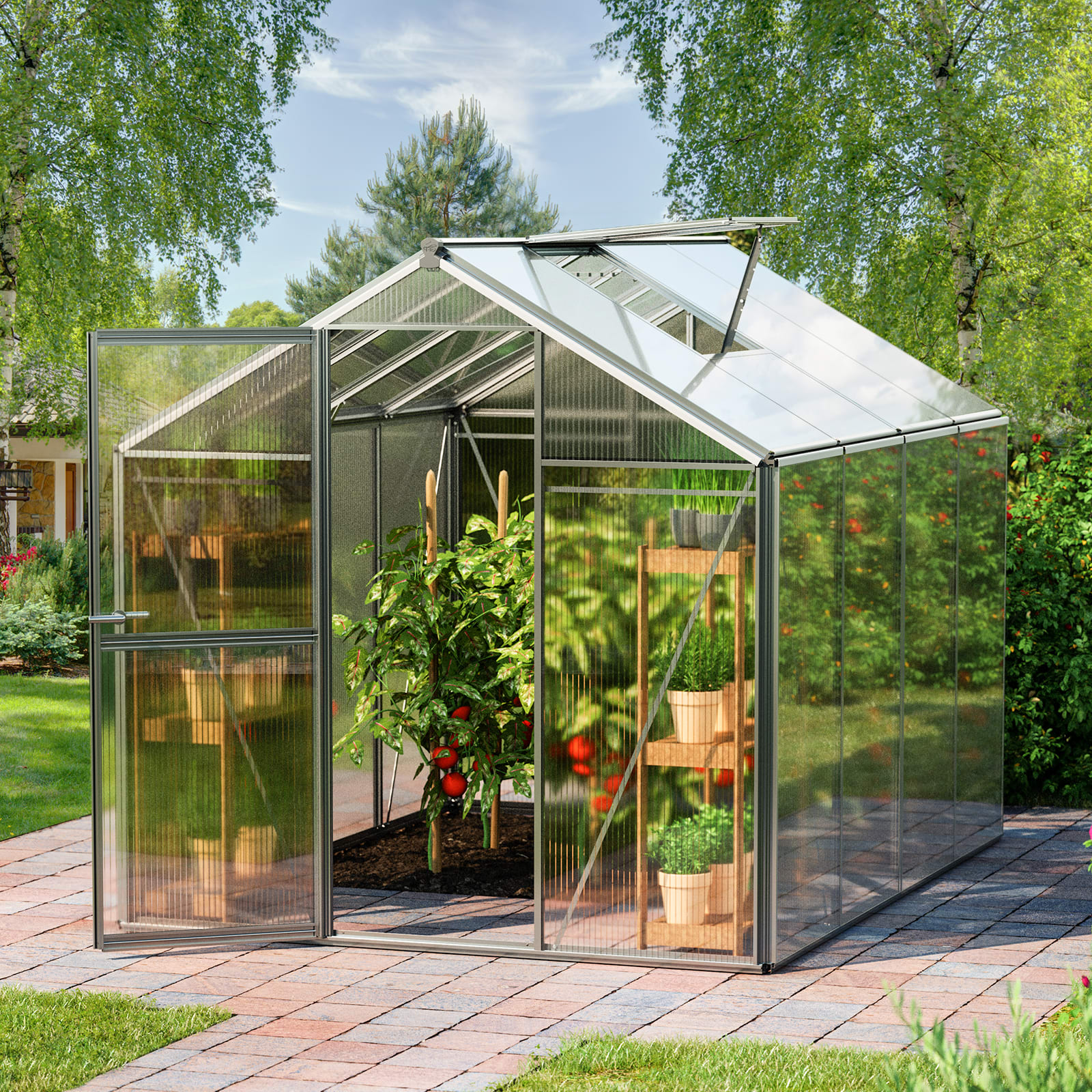 1.92x2.56x1.93 m Greenhouse aluminium Polycarbonate glasshouse