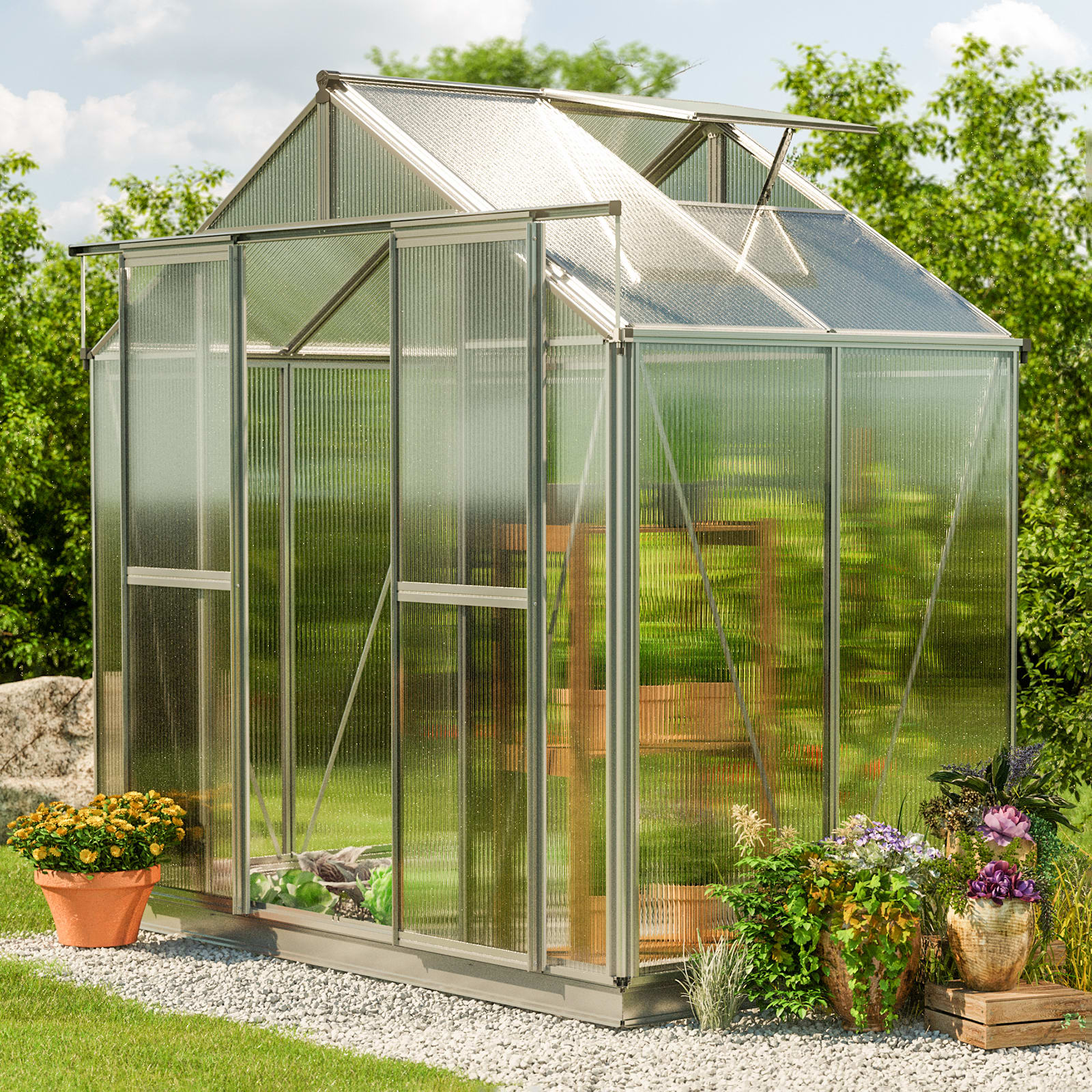 2.59x1.33x2.18 m Greenhouse aluminium Polycarbonate glasshouse