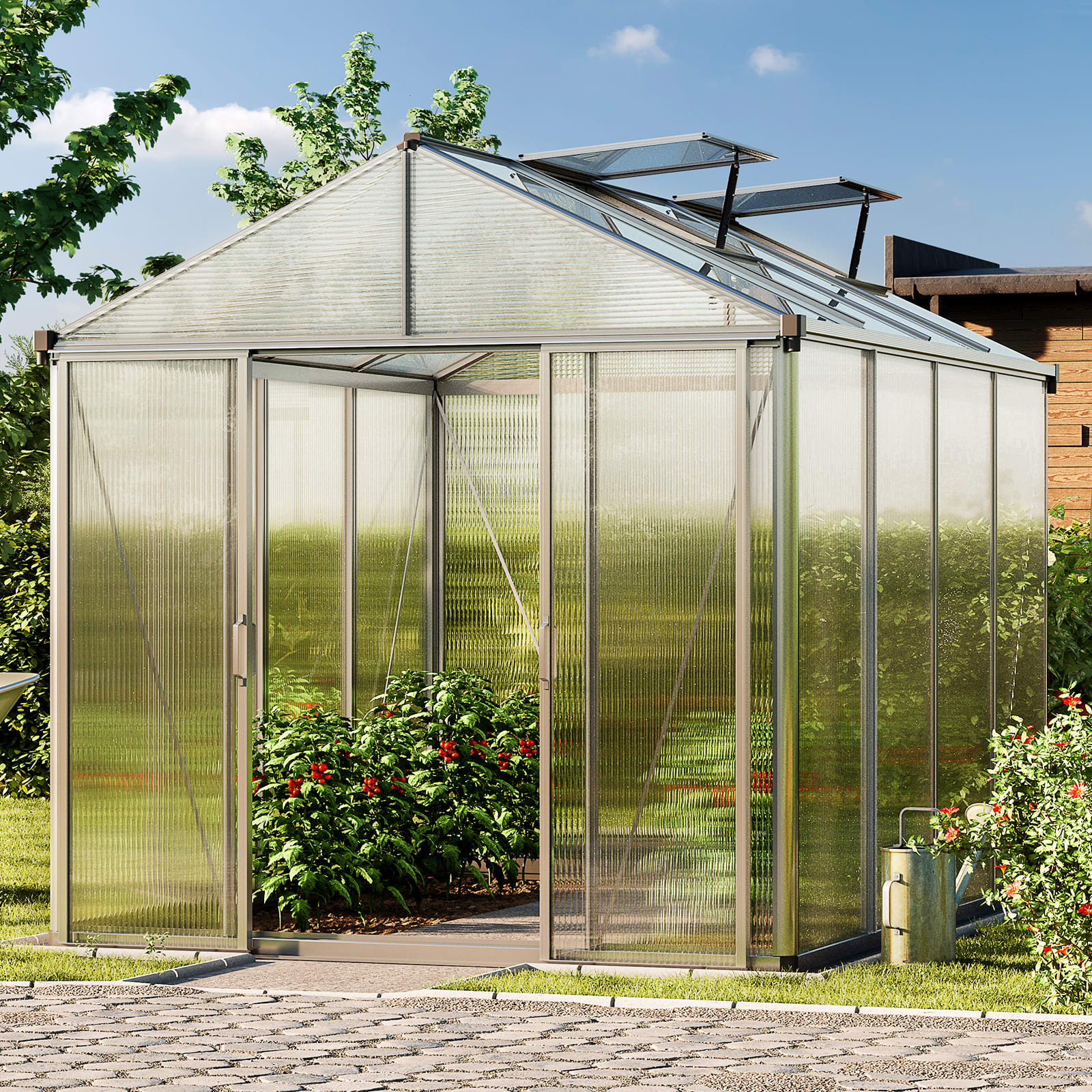 2.22x2.94x2.32 m Greenhouse aluminium Polycarbonate glasshouse