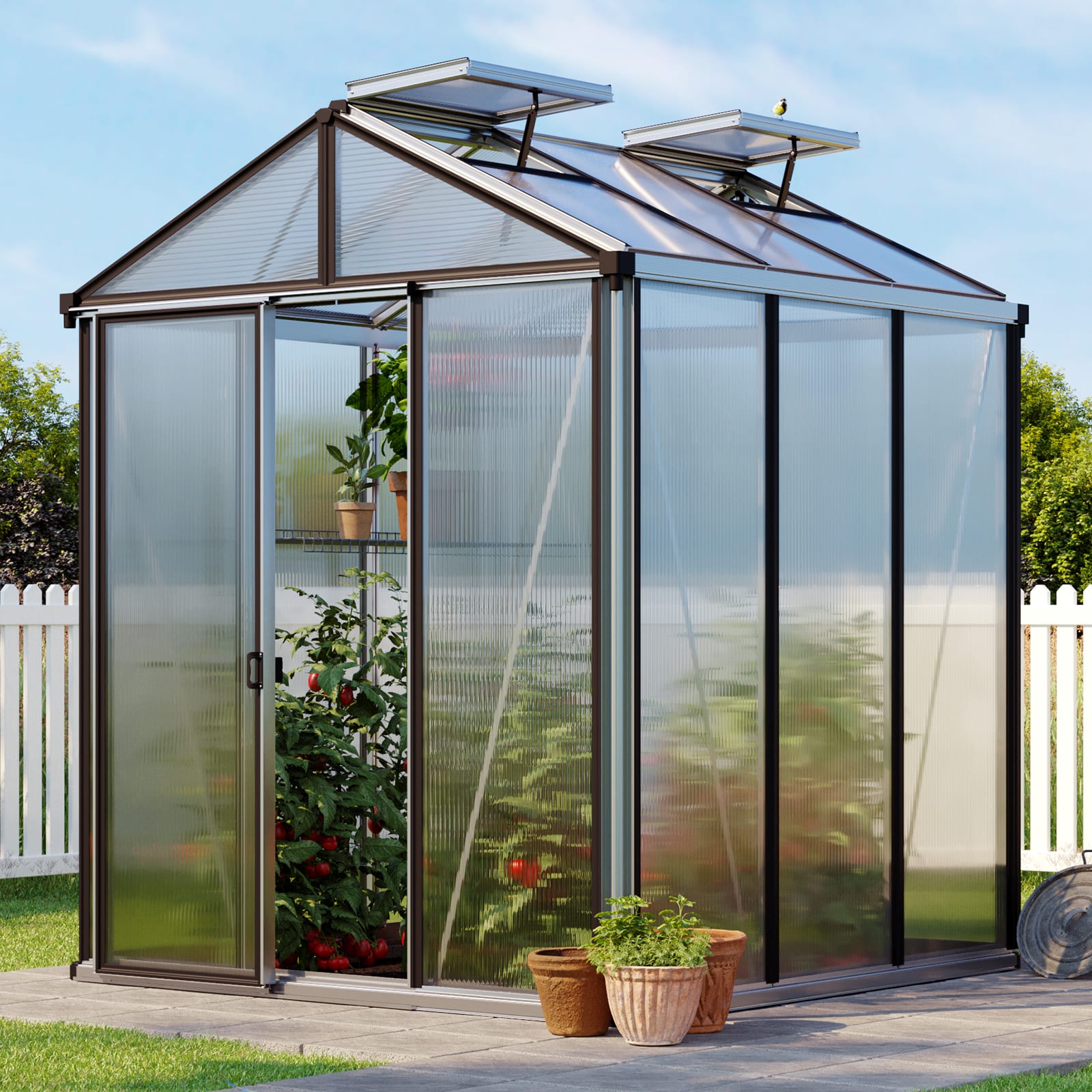 1.99x1.99x2.39 m Greenhouse aluminium Polycarbonate glasshouse