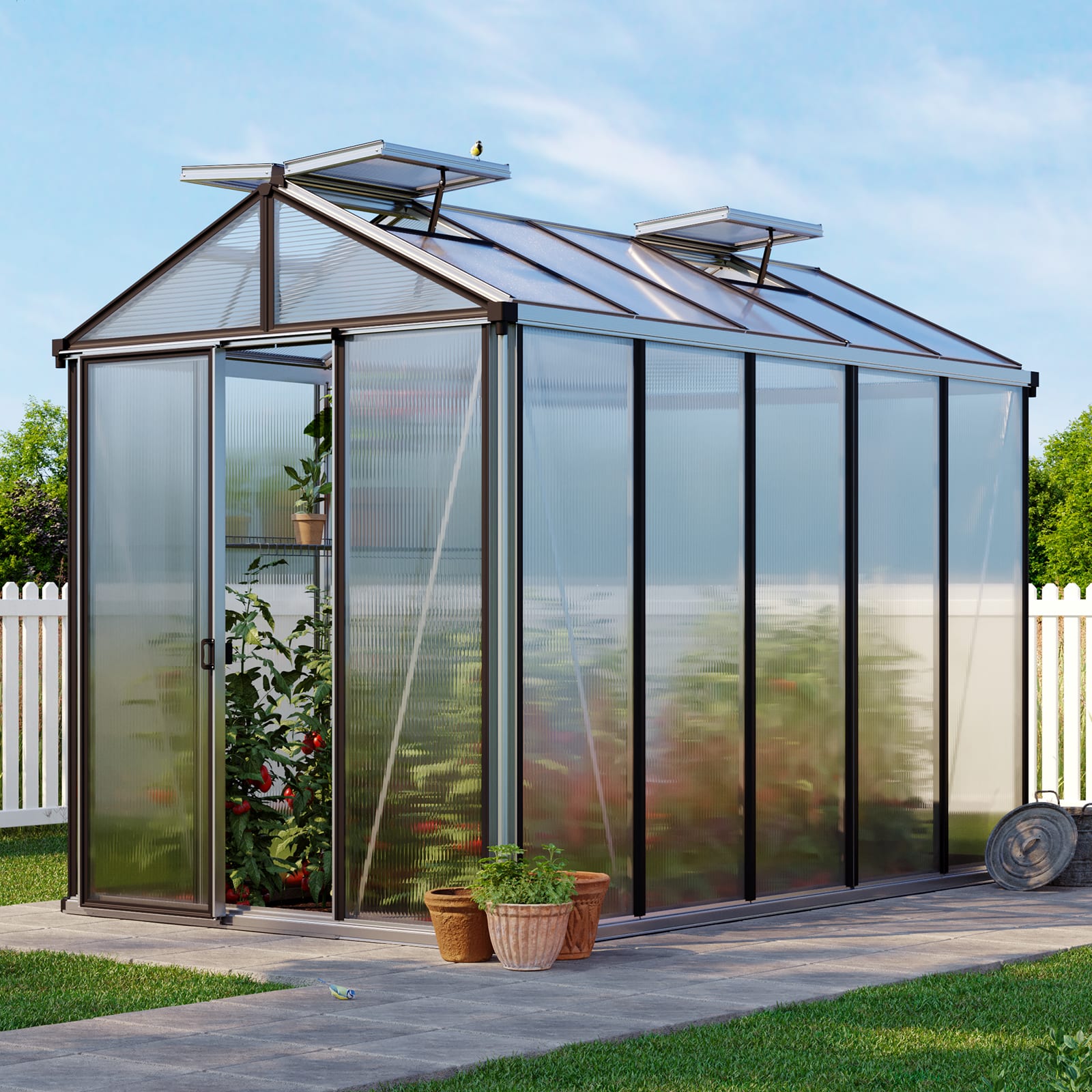 1.99x3.24x2.39 m Greenhouse anthracite Polycarbonate glasshouse