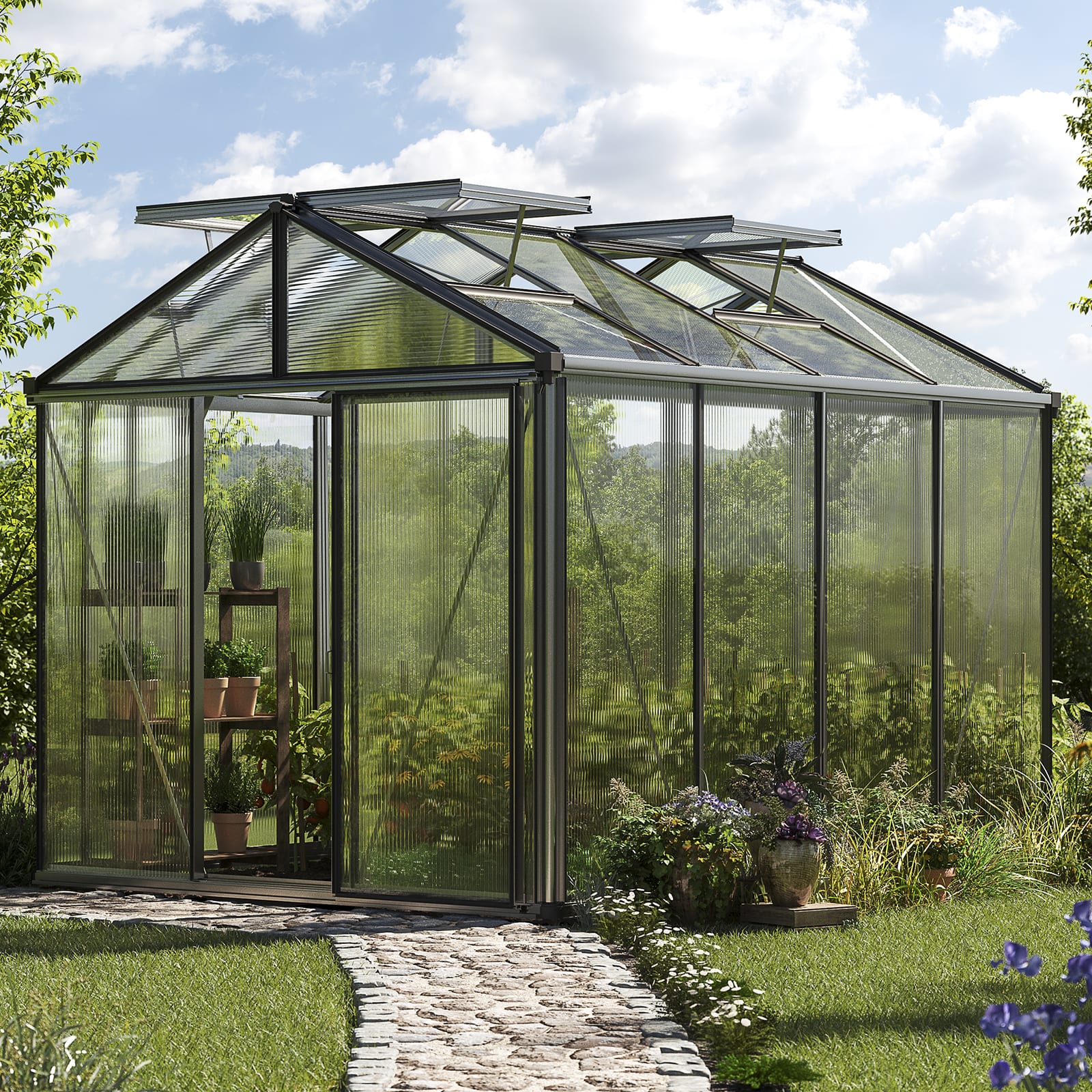 2.35x3.11x2.50 m Greenhouse aluminium Polycarbonate glasshouse