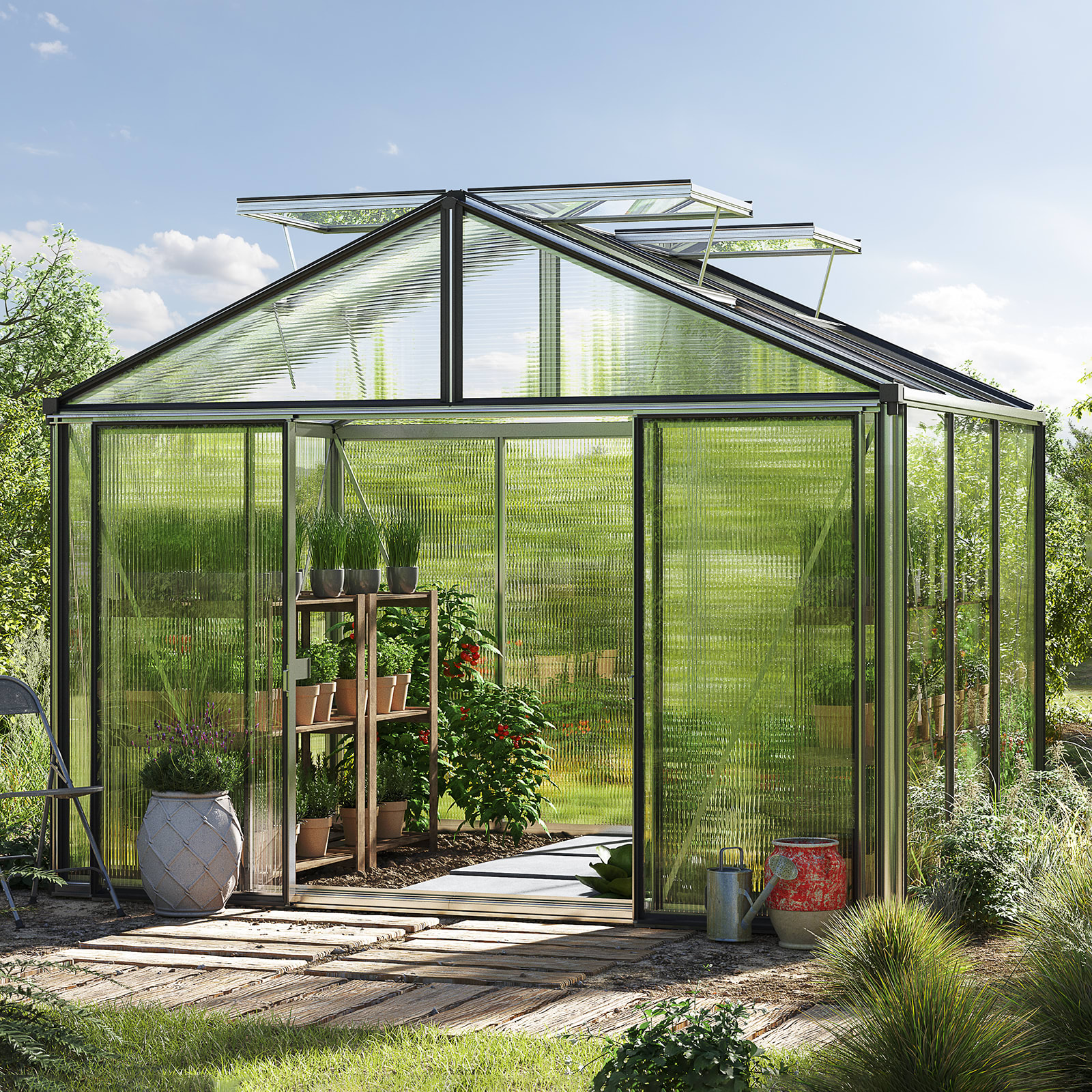 3.11x2.35x2.63 m Greenhouse aluminium Polycarbonate glasshouse