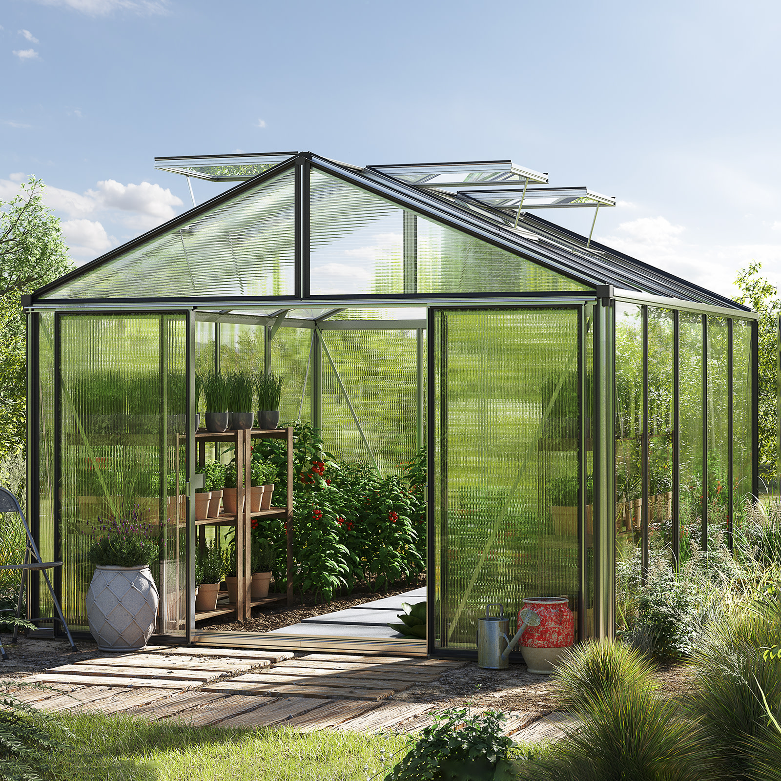 3.11x3.85x2.63 m Greenhouse aluminium Polycarbonate glasshouse
