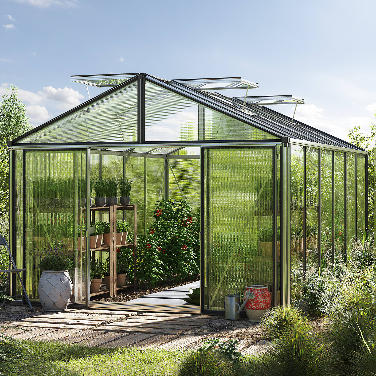 3.11x4.60x2.63 m Greenhouse aluminium Polycarbonate glasshouse