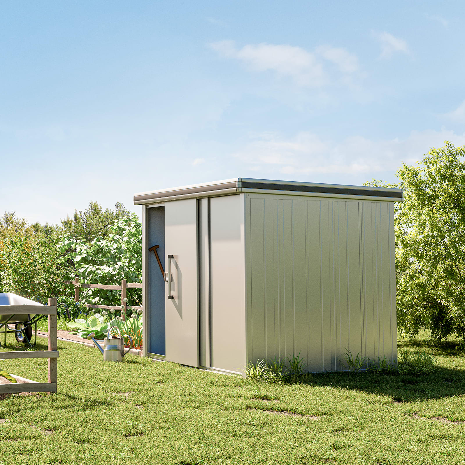 2.21x1.86x2.12 m Garden Shed grey Steel outdoor shed