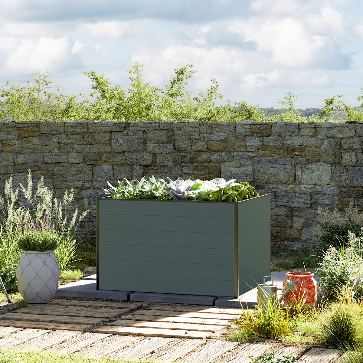 0.99x1.19x0.77 m Raised garden bed anthracite Aluminium raised flower beds