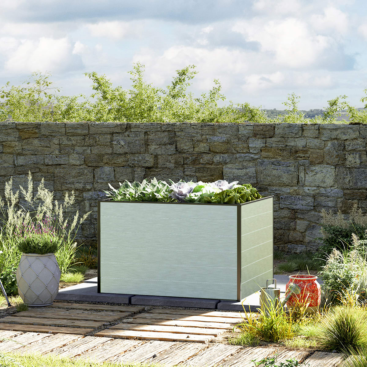 0,99x1,19x0,77 m Carré potager aluminium naturel Aluminium Châssis de jardin