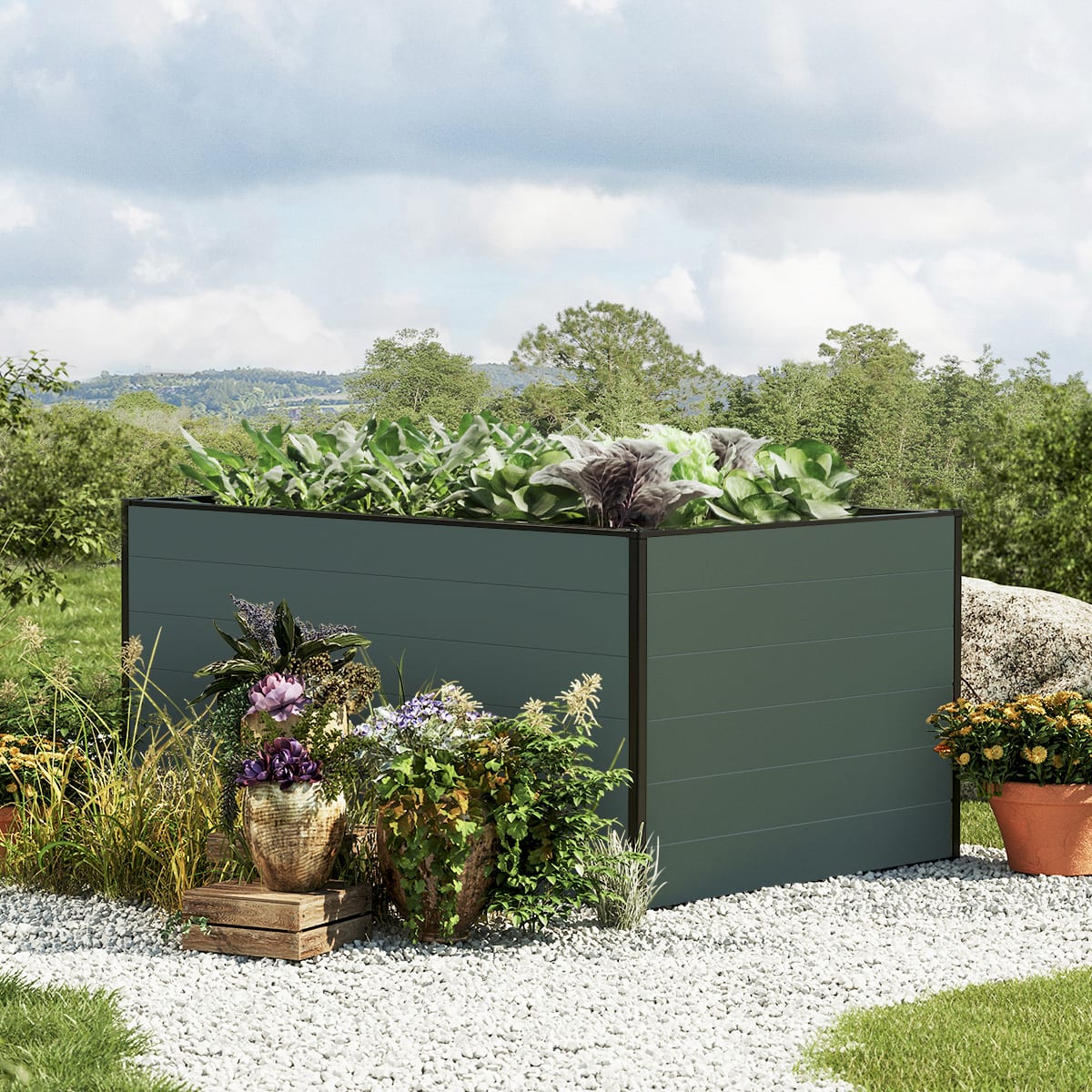 0.99x1.5x0.77 m Raised garden bed anthracite Aluminium raised flower beds