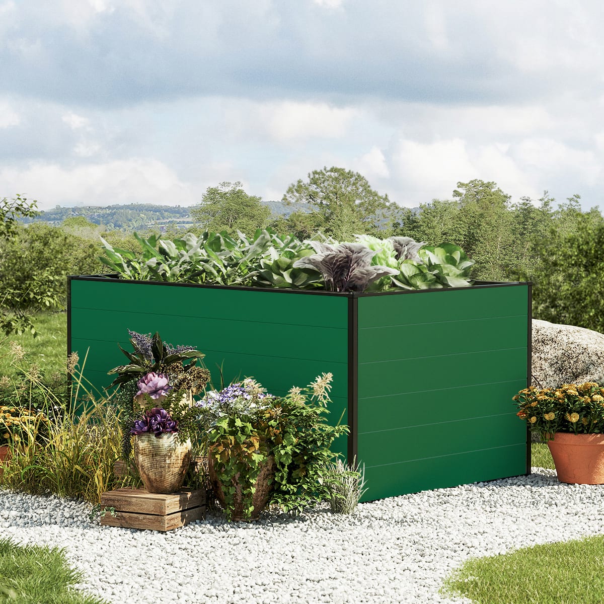 0.99x1.5x0.77 m Raised garden bed green Aluminium raised flower beds