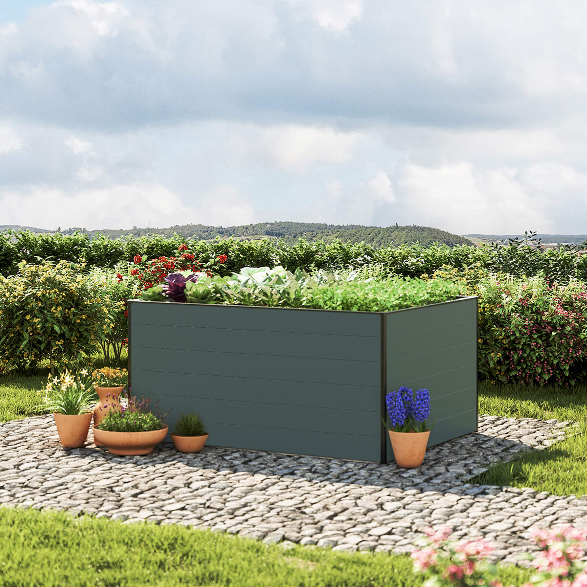 1,19x1,5x0,77 mm Moestuinbak antraciet Aluminium Moestuinbak, Koude bak, Verhoogd bed
