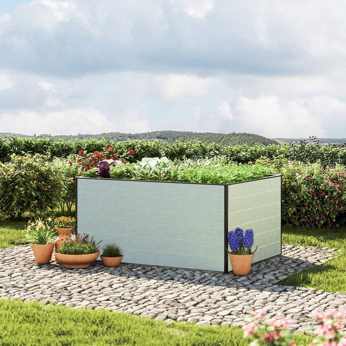 1,19x1,5x0,77 m Carré potager aluminium naturel Aluminium Châssis de jardin
